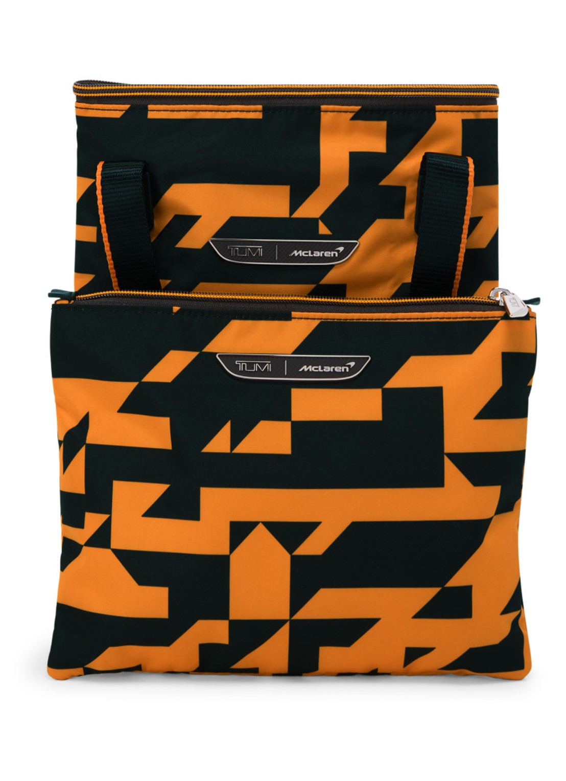 TUMI Just In Case schoudertas met uitneembaar etui - achterkant 3 oranje