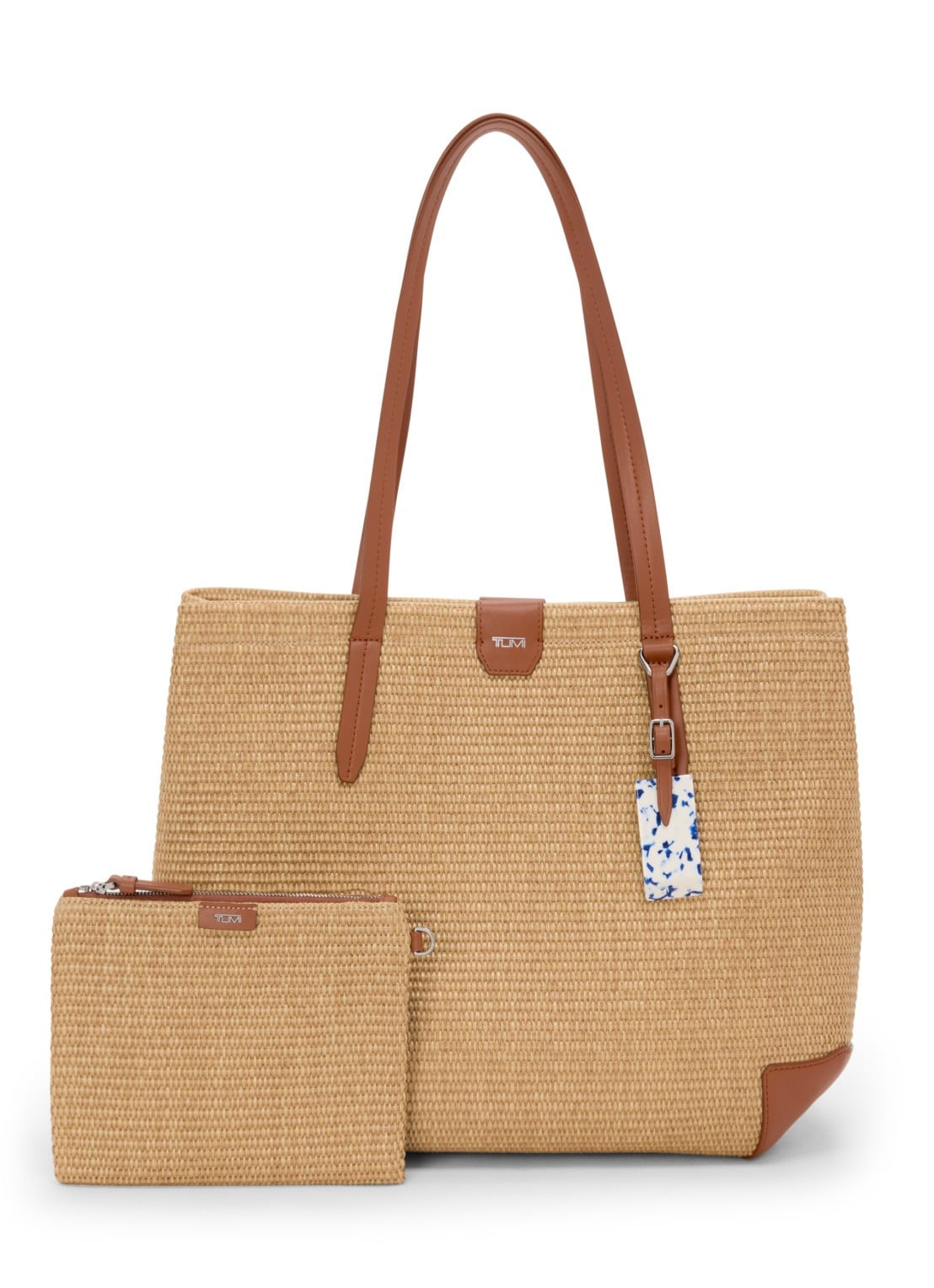 TUMI Milos schoudertas met uitneembaar etui - voorkant 6 beige