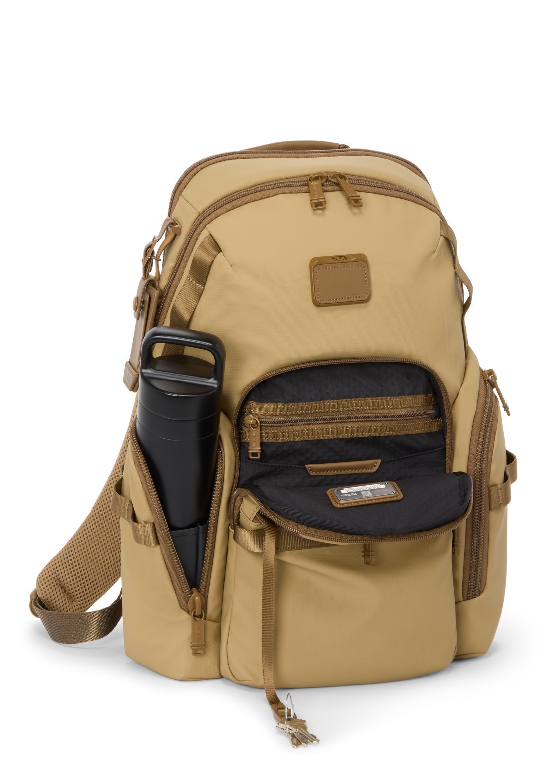 TUMI Navigation rugzak met 16 inch laptopvak - achterkant khaki