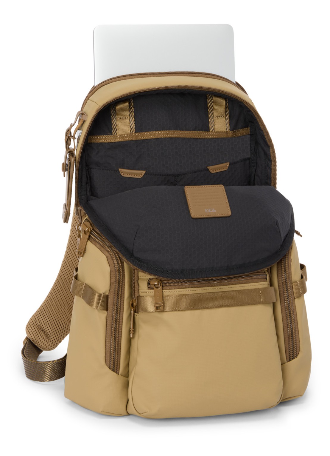 TUMI Navigation rugzak met 16 inch laptopvak - voorkant 3 khaki