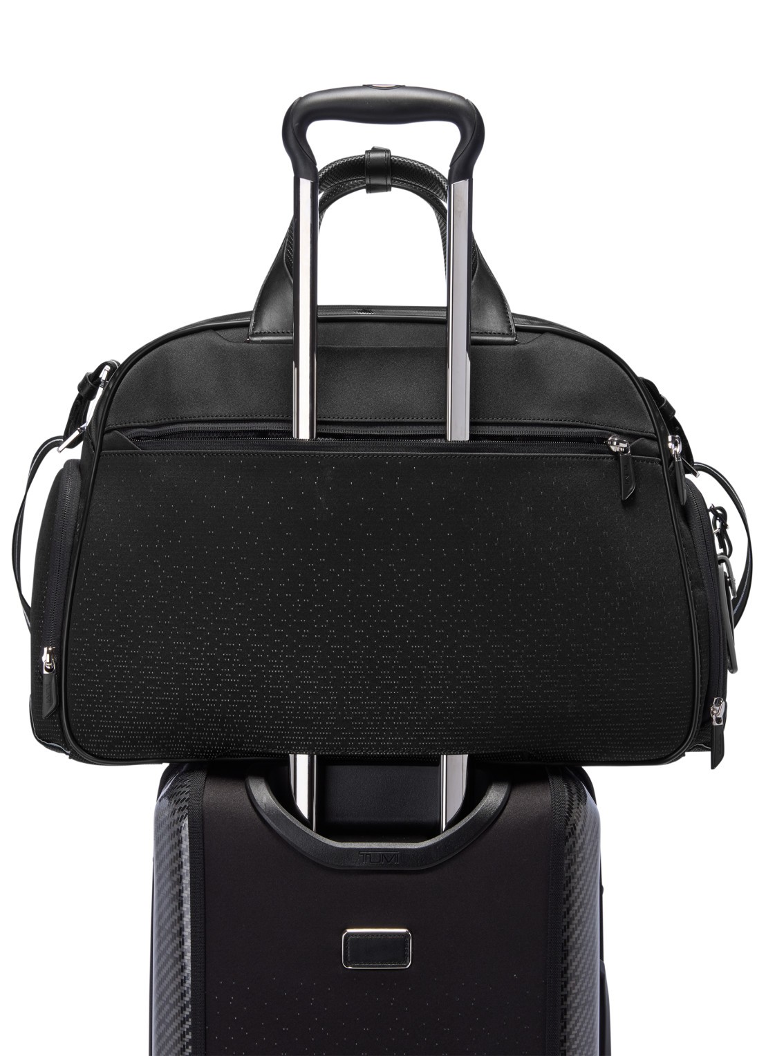 TUMI Quantum weekendtas met leren details - detail 6 donkerblauw