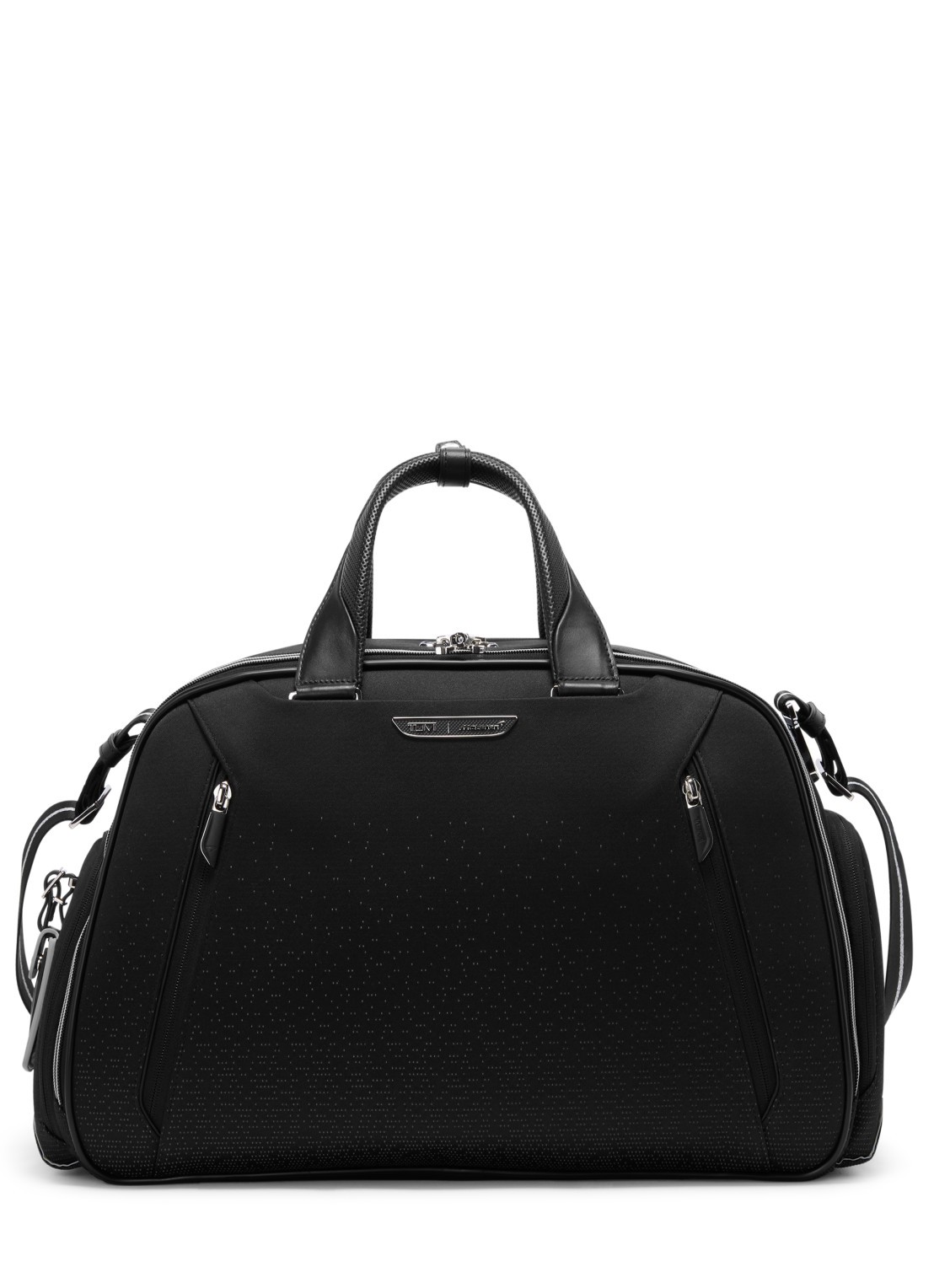 TUMI Quantum weekendtas met leren details - voorkant 2 donkerblauw