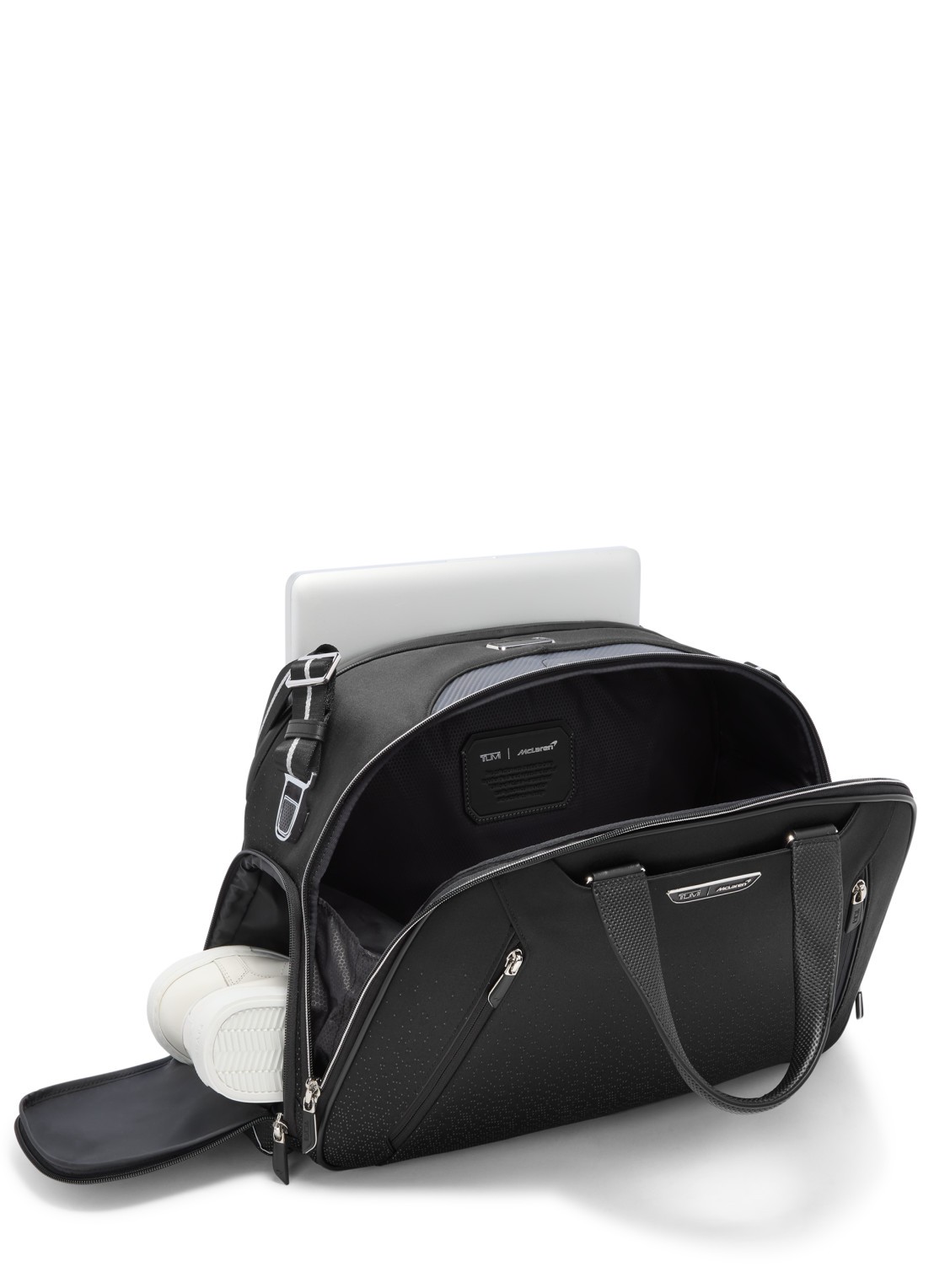 TUMI Quantum weekendtas met leren details - voorkant 3 donkerblauw