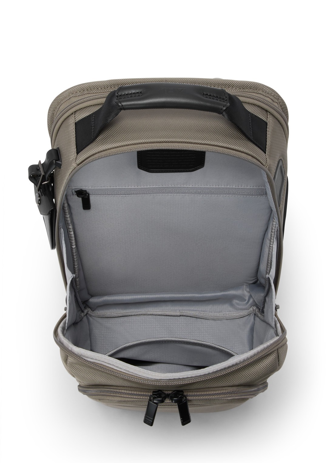 TUMI Rugzak met leren details en 16 inch laptopvak - detail 3 grijs