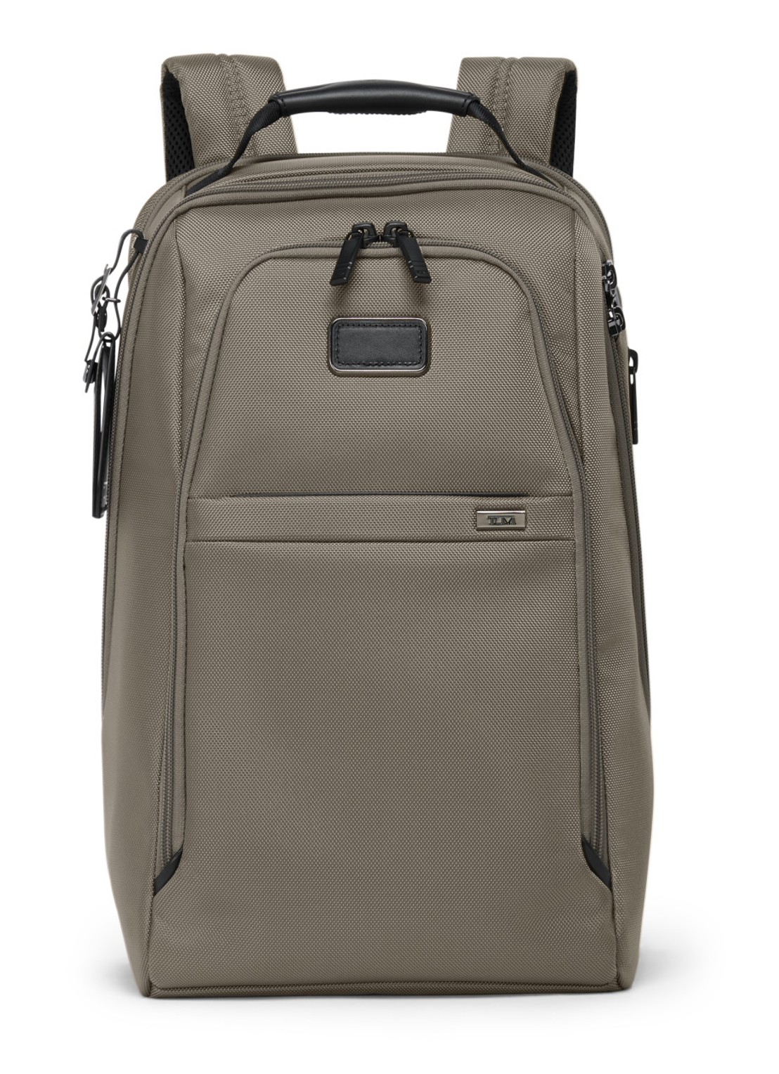 TUMI Rugzak met leren details en 16 inch laptopvak - voorkant 7 grijs