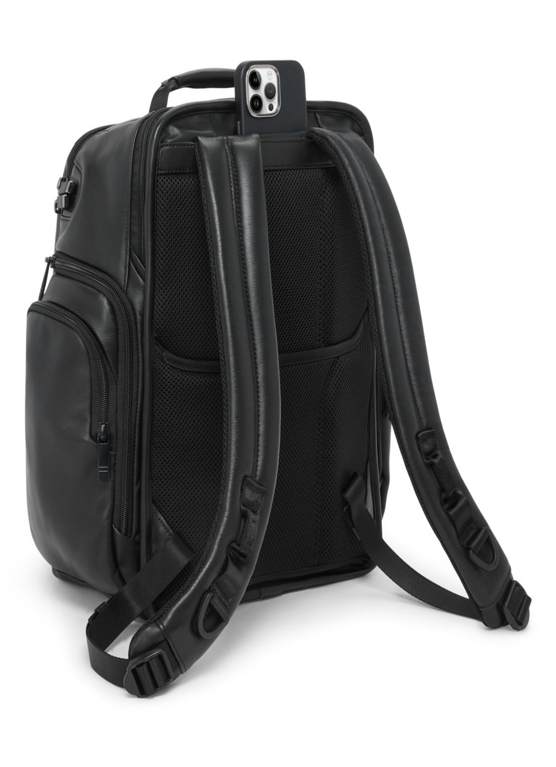 TUMI Rugzak van leer met 16 inch laptopvak - detail 4 zwart