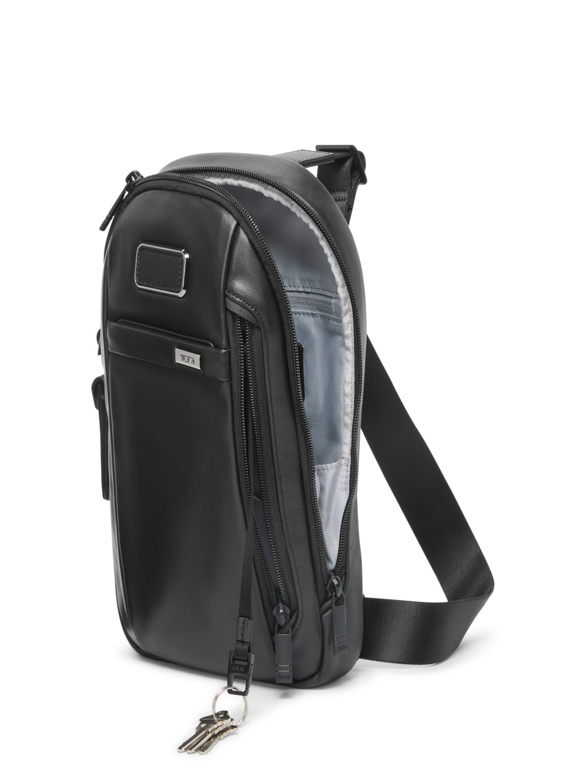 TUMI Sling crossbodytas van leer - achterkant 4 zwart