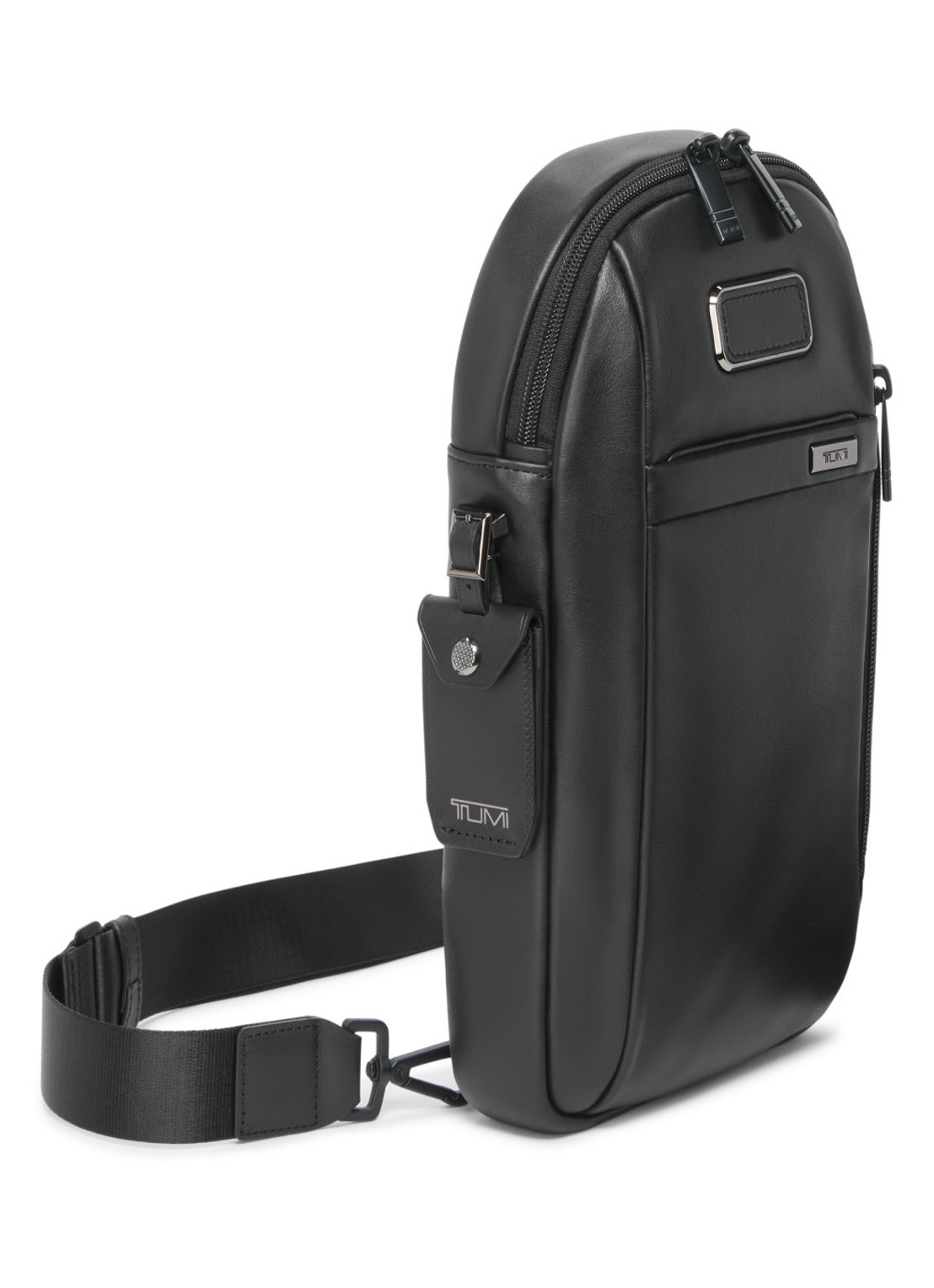 TUMI Sling crossbodytas van leer - voorkant 3 zwart
