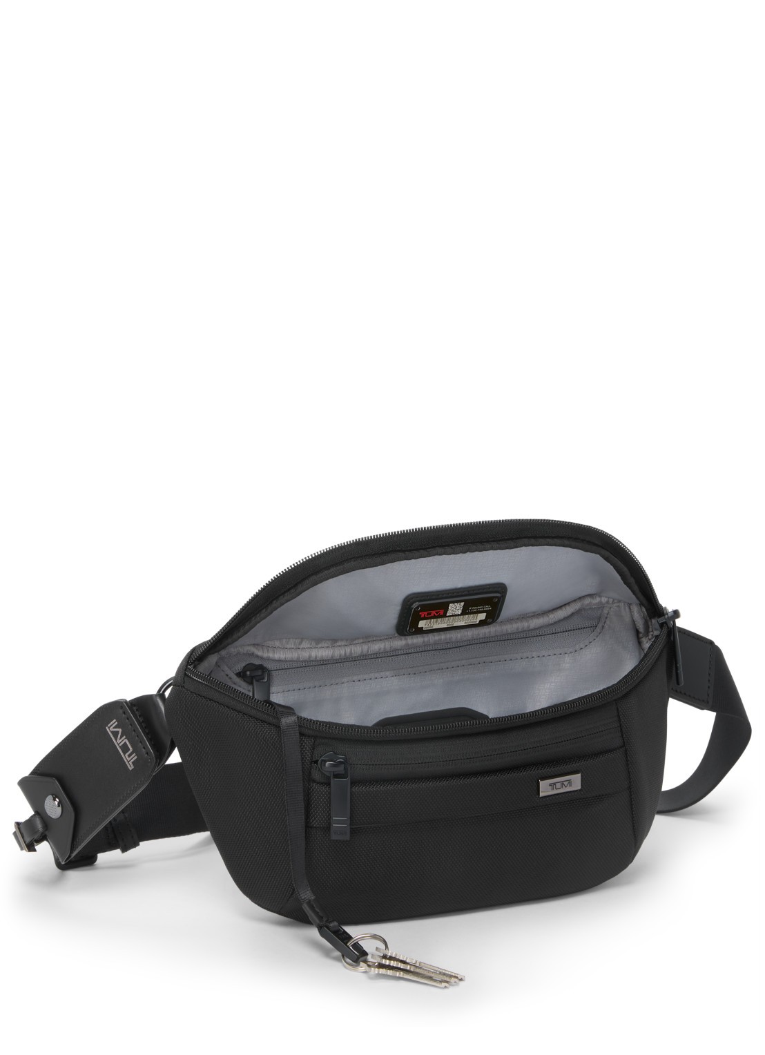 TUMI Sling heuptas met leren details - voorkant 2 zwart