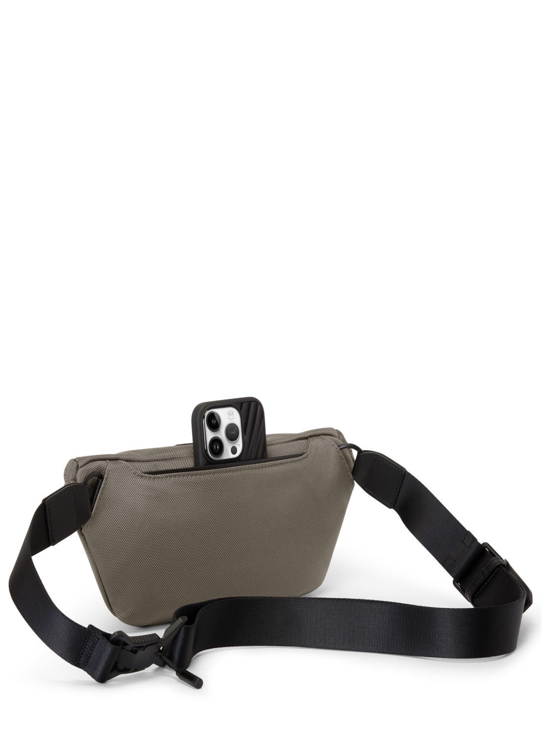 TUMI Sling heuptas met leren details - detail grijs