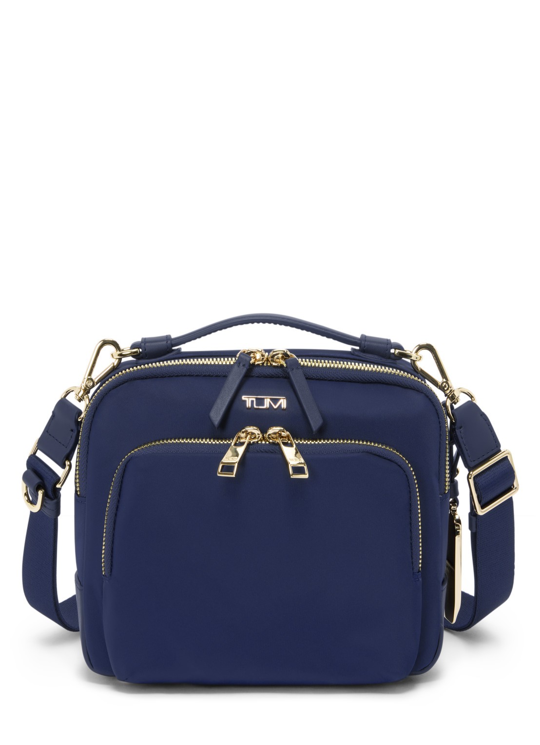 TUMI Teghan crossbodytas met leren details - voorkant indigo