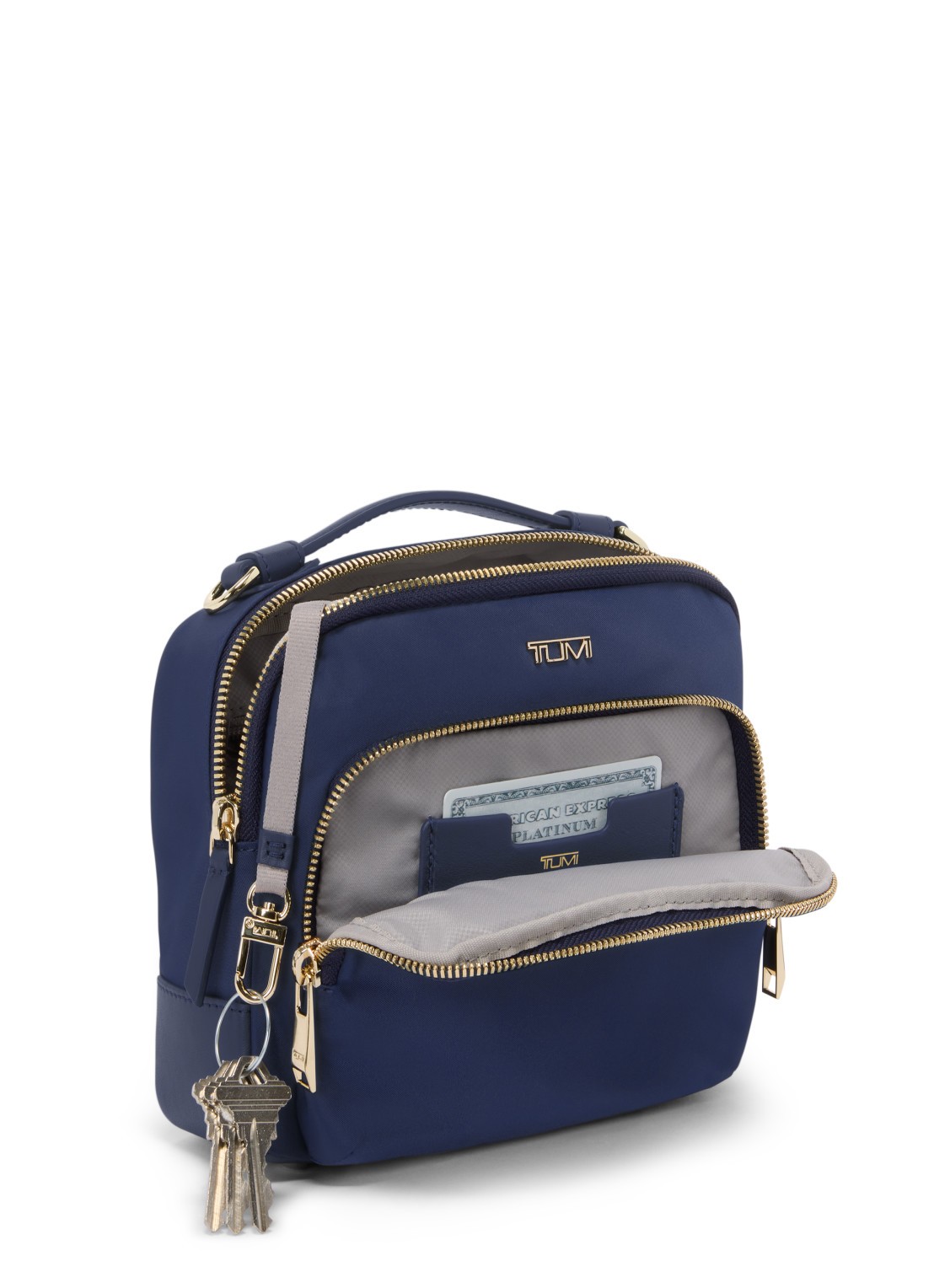 TUMI Teghan crossbodytas met leren details - voorkant 2 indigo