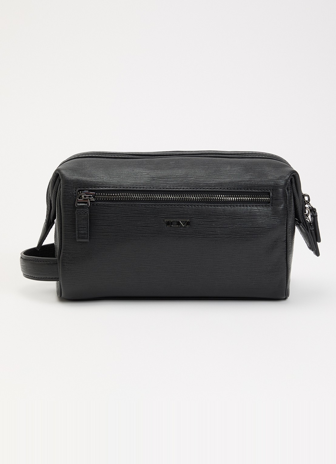 TUMI Toillettas van leer met logo - voorkant zwart