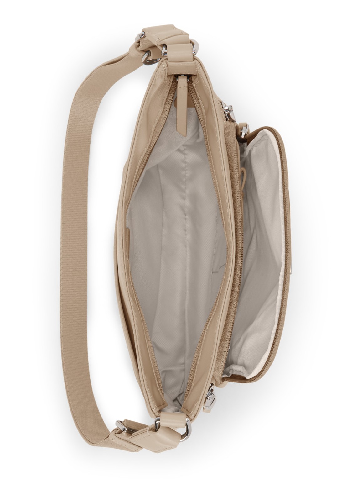 TUMI Tyler crossbodytas met leren details - achterkant beige