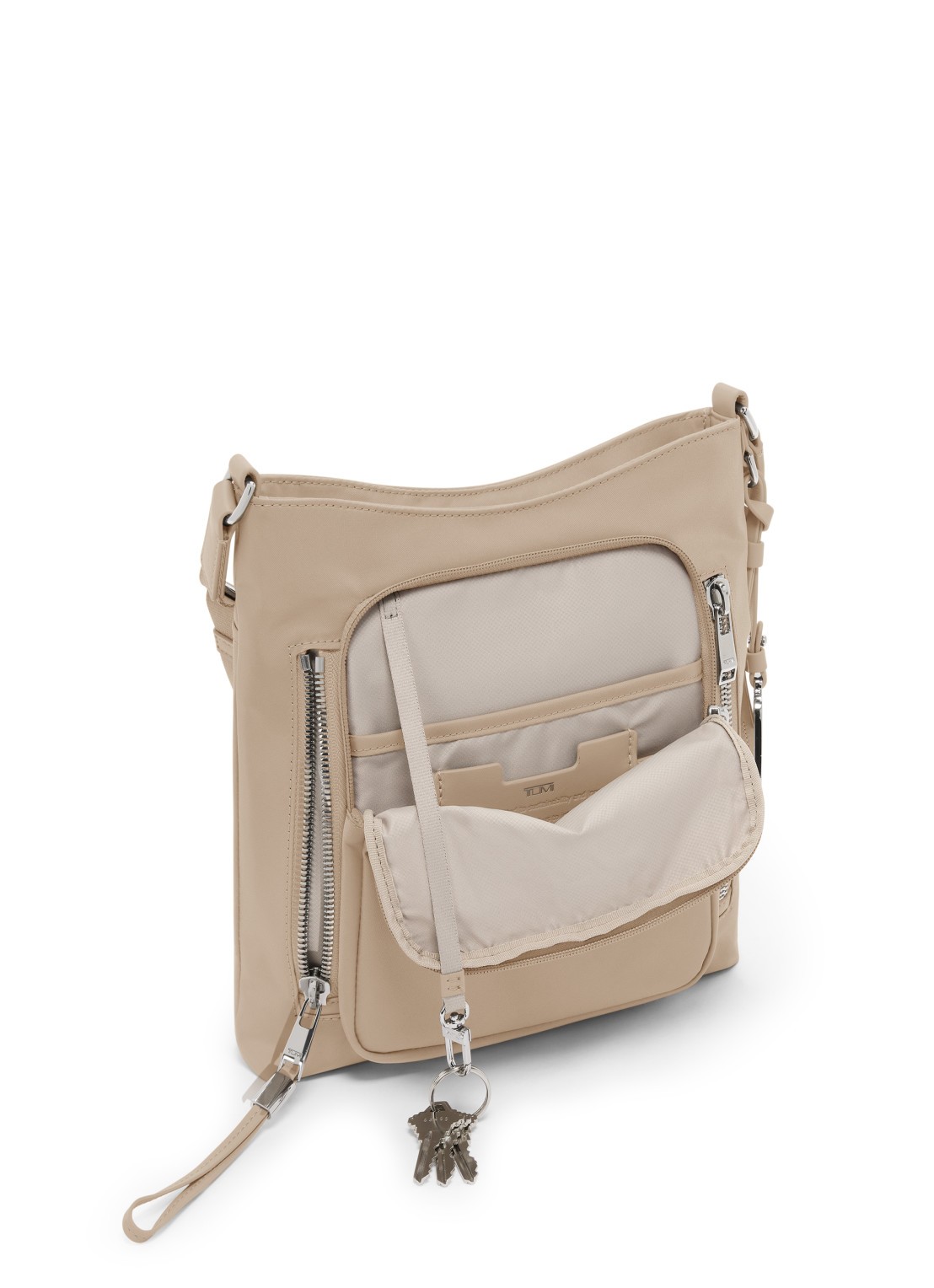 TUMI Tyler crossbodytas met leren details - voorkant 3 beige