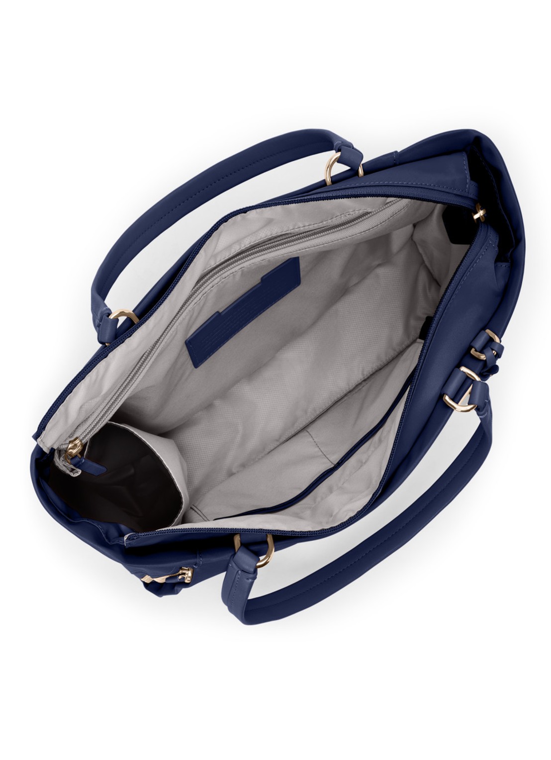 TUMI Valetta schoudertas met leren details - achterkant 3 indigo