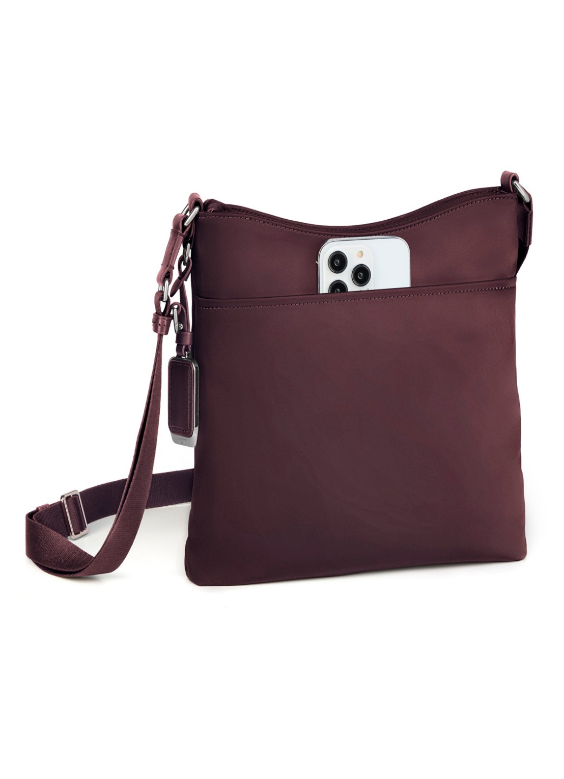 TUMI Voyageur Tyler crossbodytas met logoborduring - detail bordeauxrood