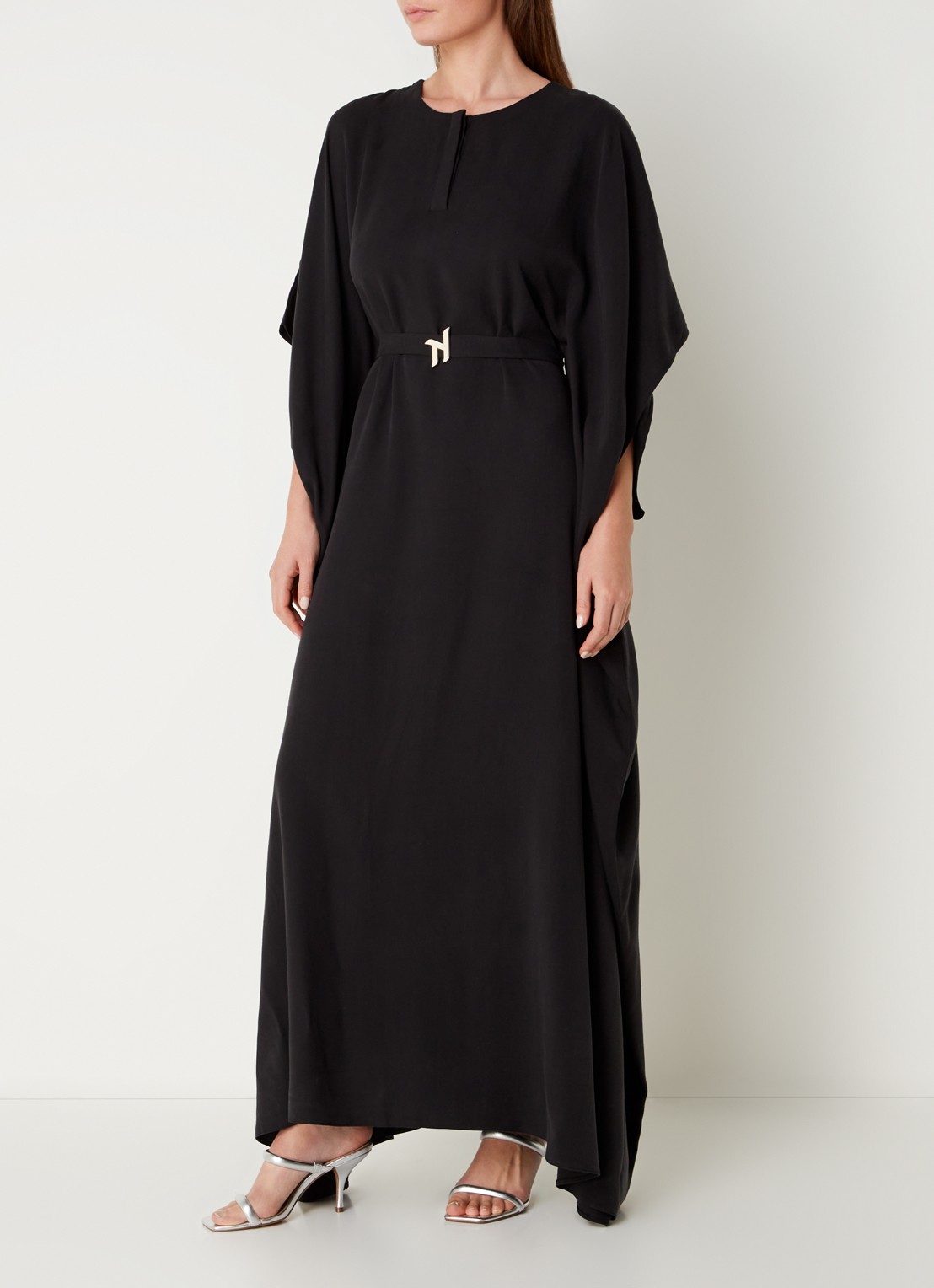 Turana Atash Ameera maxi tuniekjurk met strikceintuur - detail 2 zwart