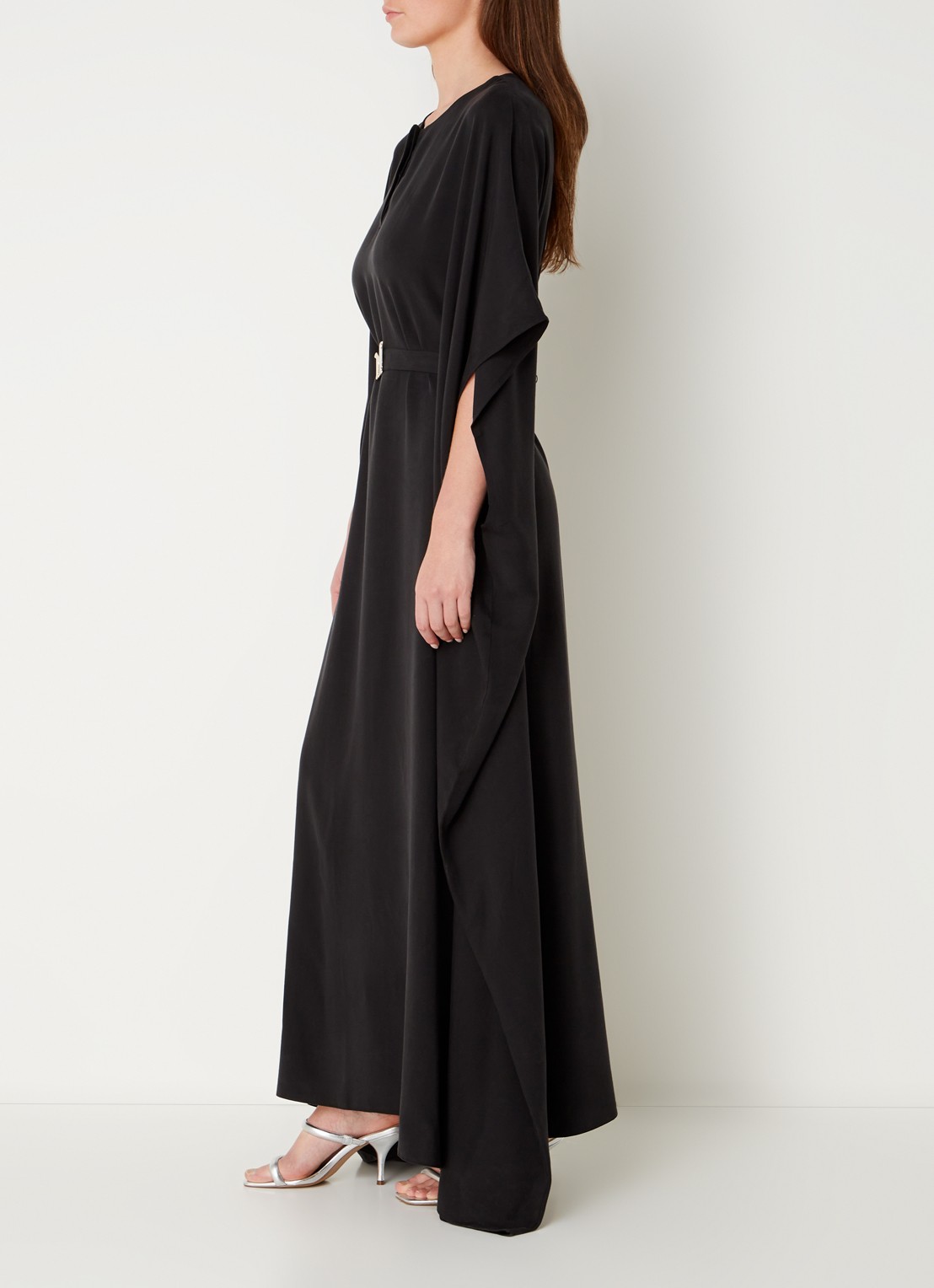 Turana Atash Ameera maxi tuniekjurk met strikceintuur - voorkant 4 zwart