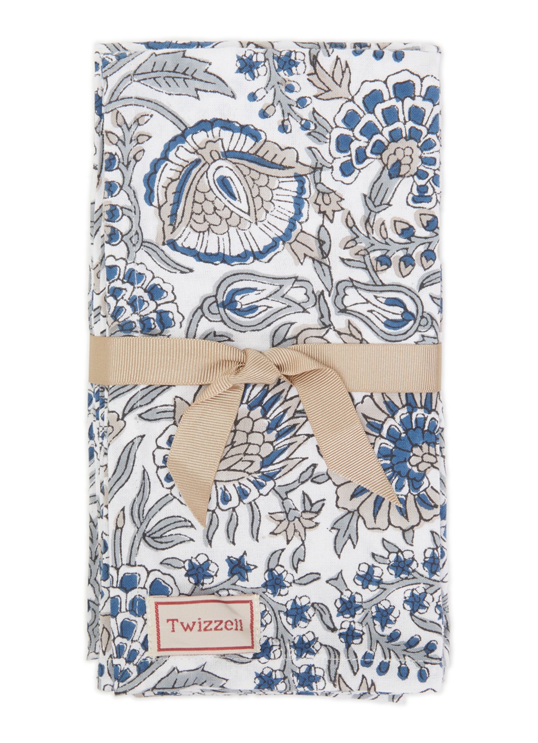 Twizzell Bloom servetten 45 x 45 cm set van 4 - voorkant blauwgrijs