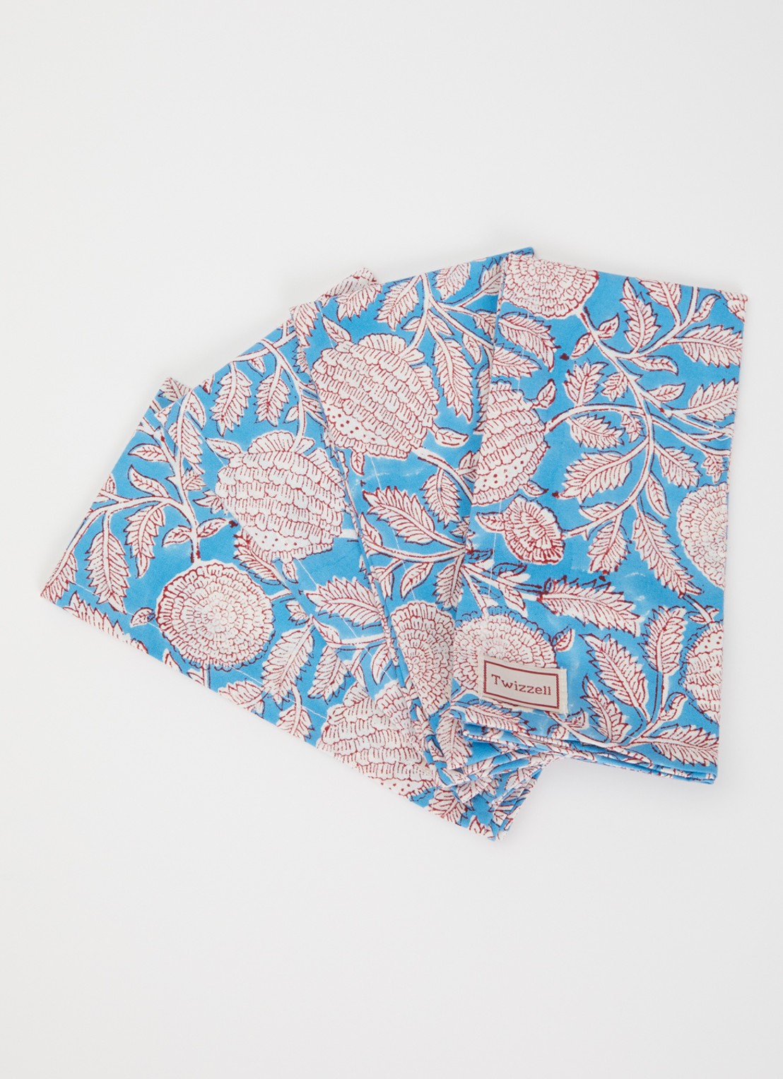 Twizzell Ocean Breeze servet van katoen 45 x 45 cm set van 4 - voorkant 2 blauw