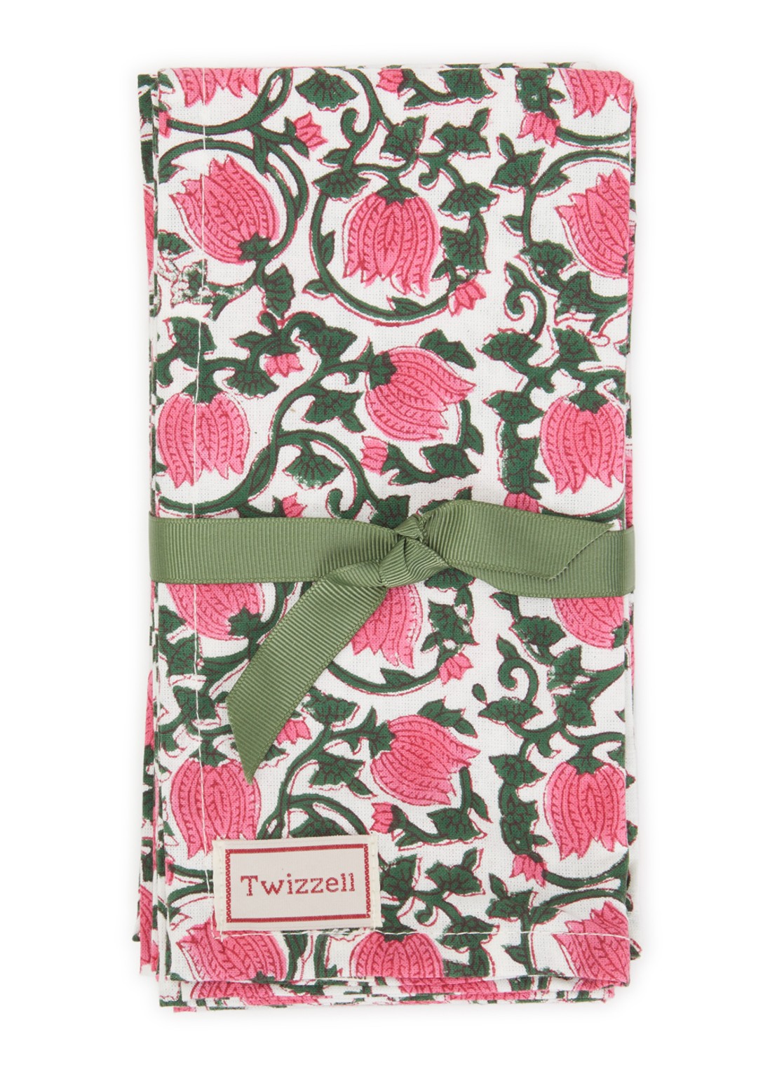 Twizzell Zucchini servet van katoen 45 x 45 cm 4 stuks  - voorkant roze