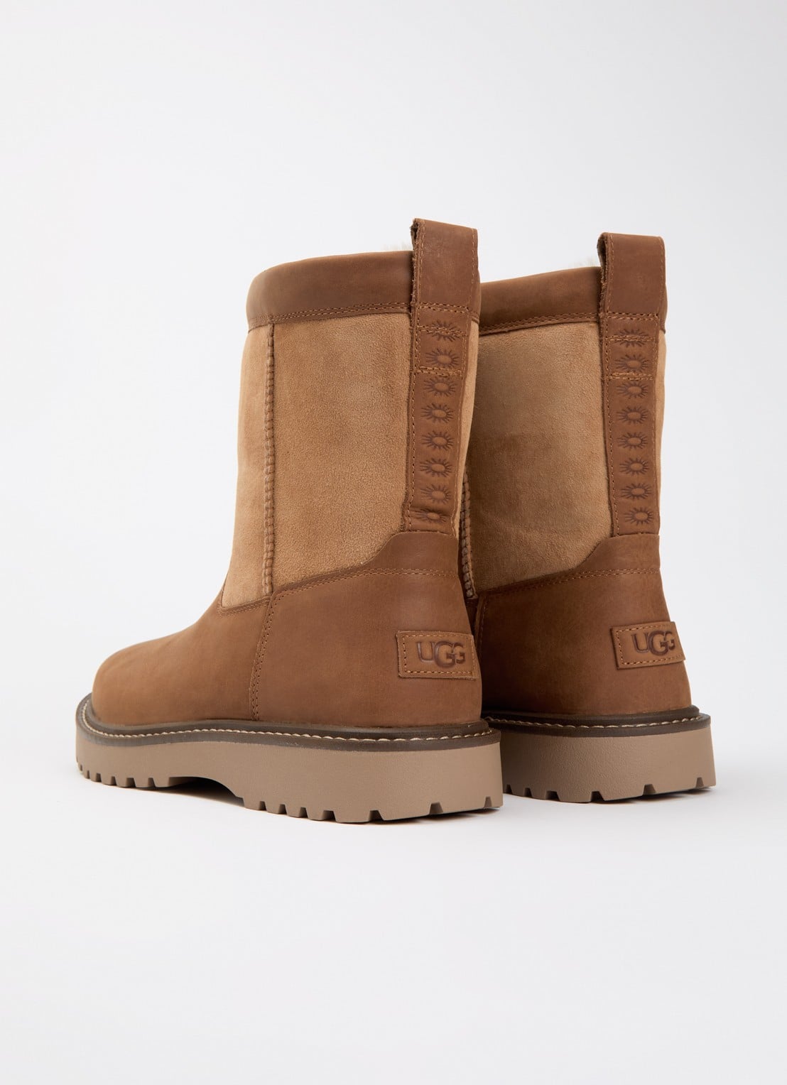 UGG Birch II laars van leer met details van suède - achterkant 3 cognac