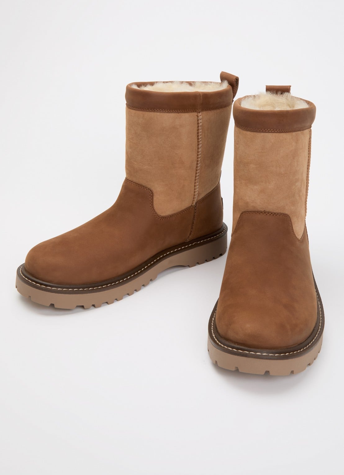 UGG Birch II laars van leer met details van suède - detail cognac