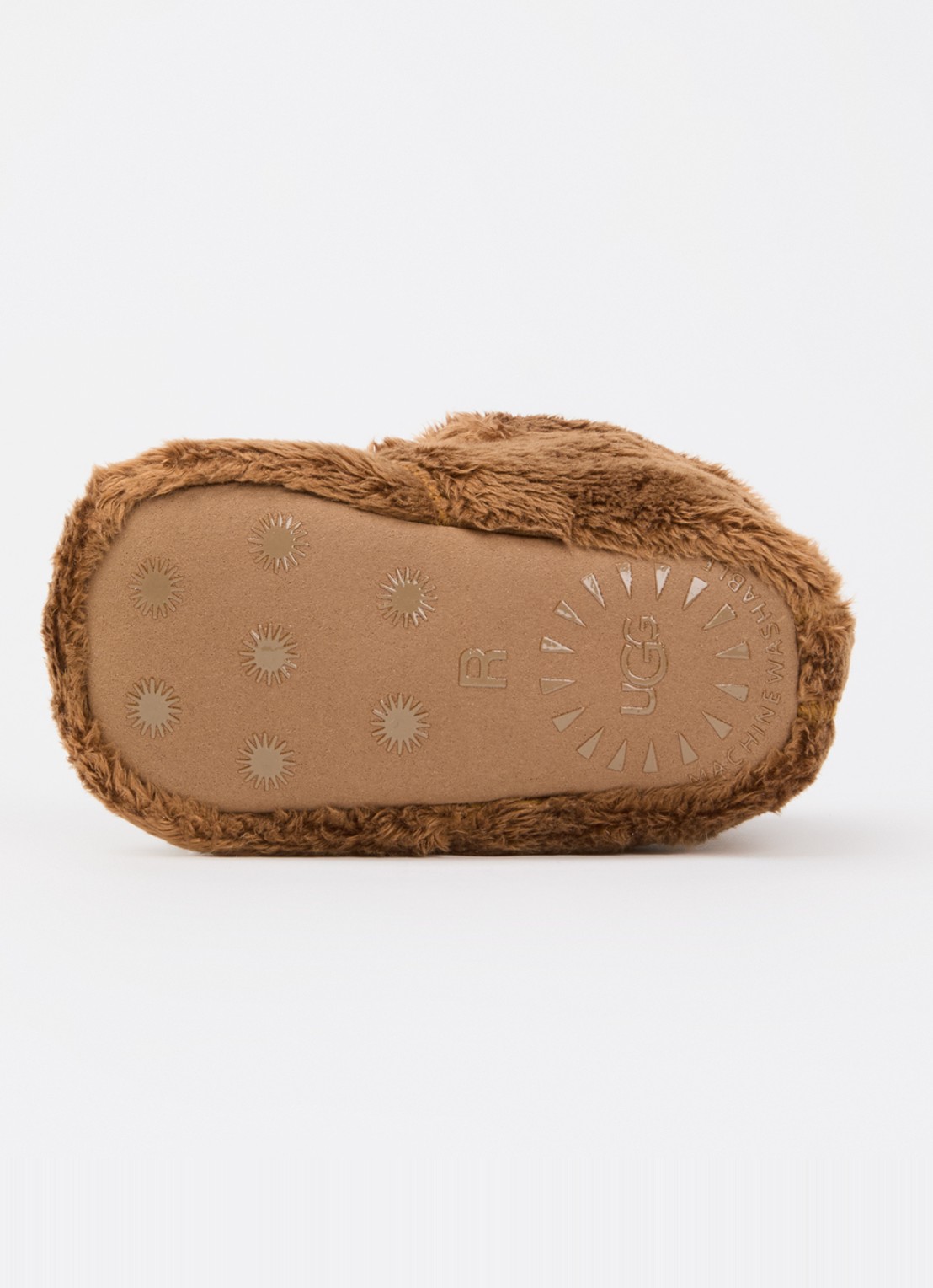 UGG Bixbee babyslofje van imitatiebont - detail kastanjebruin