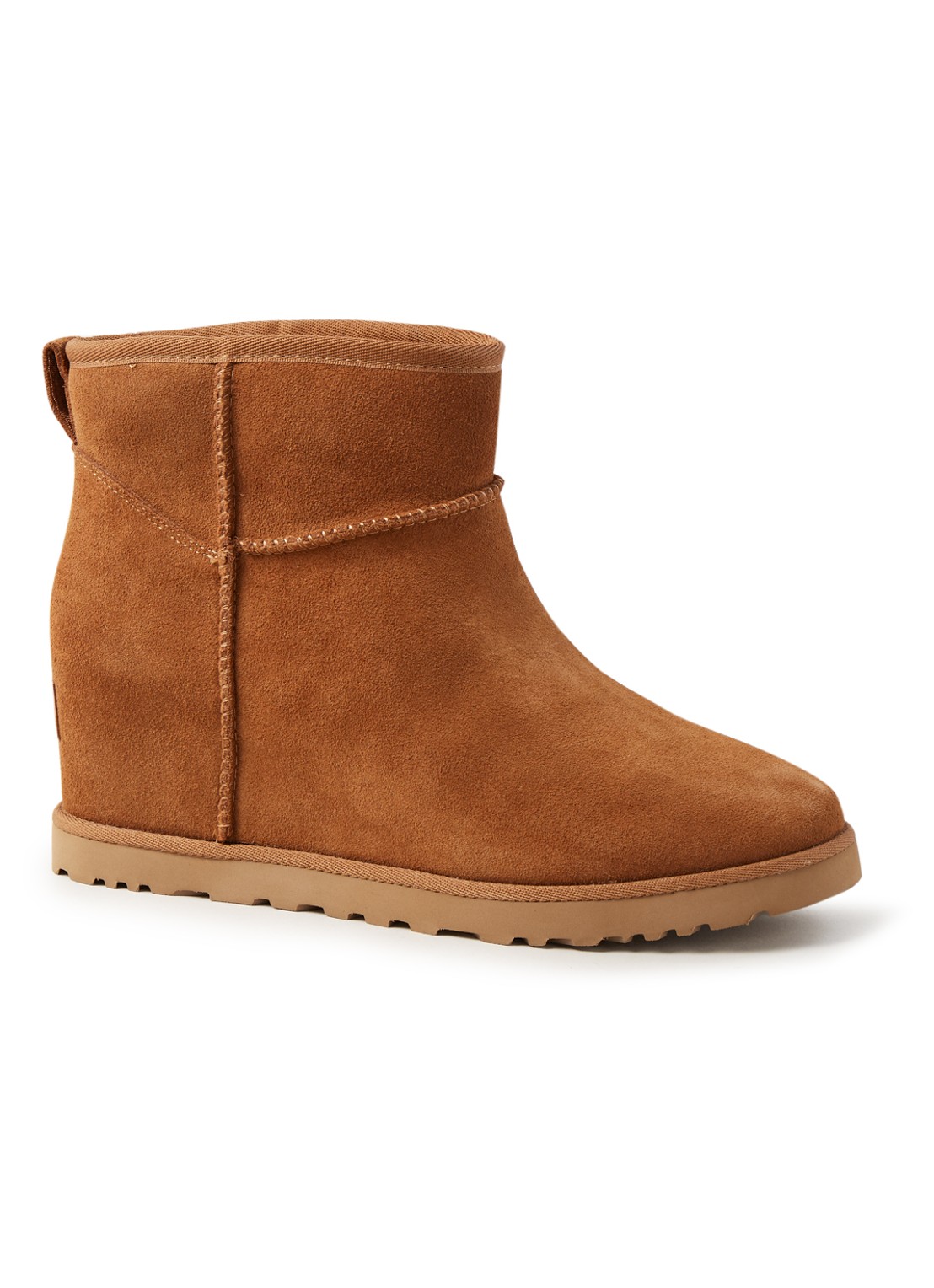 UGG Classic Femme Mini enkellaarsje van suède - voorkant 4 kastanjebruin