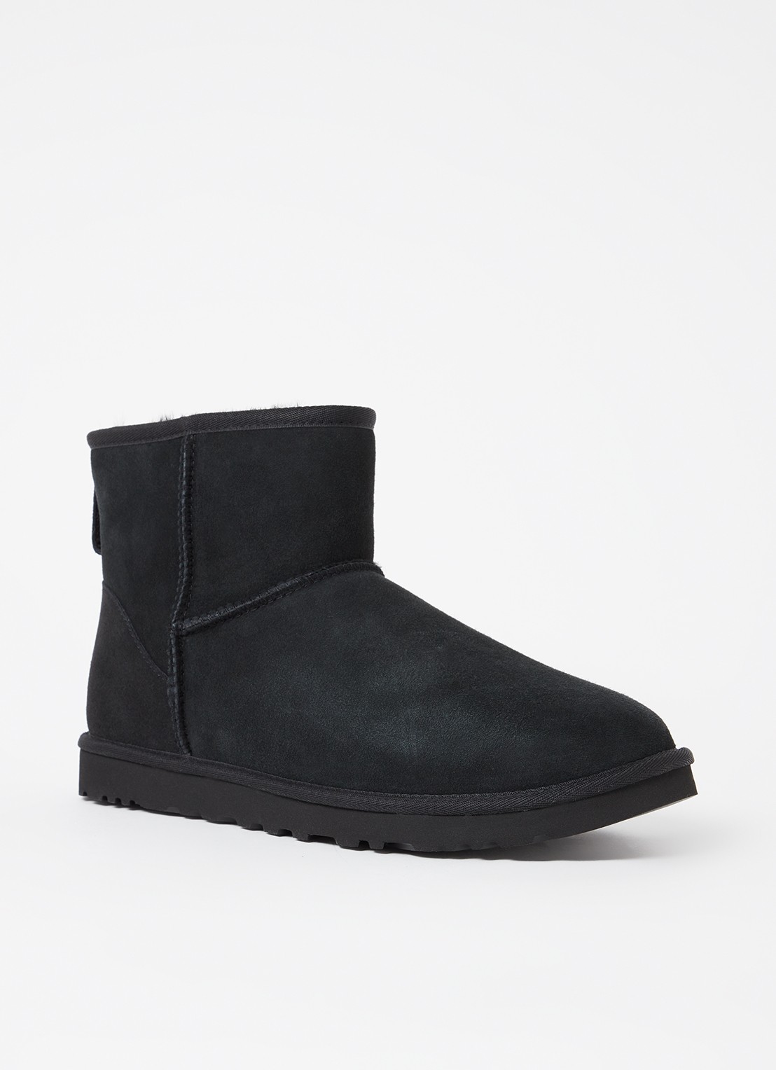 UGG Classic Mini enkellaars van suède - voorkant zwart