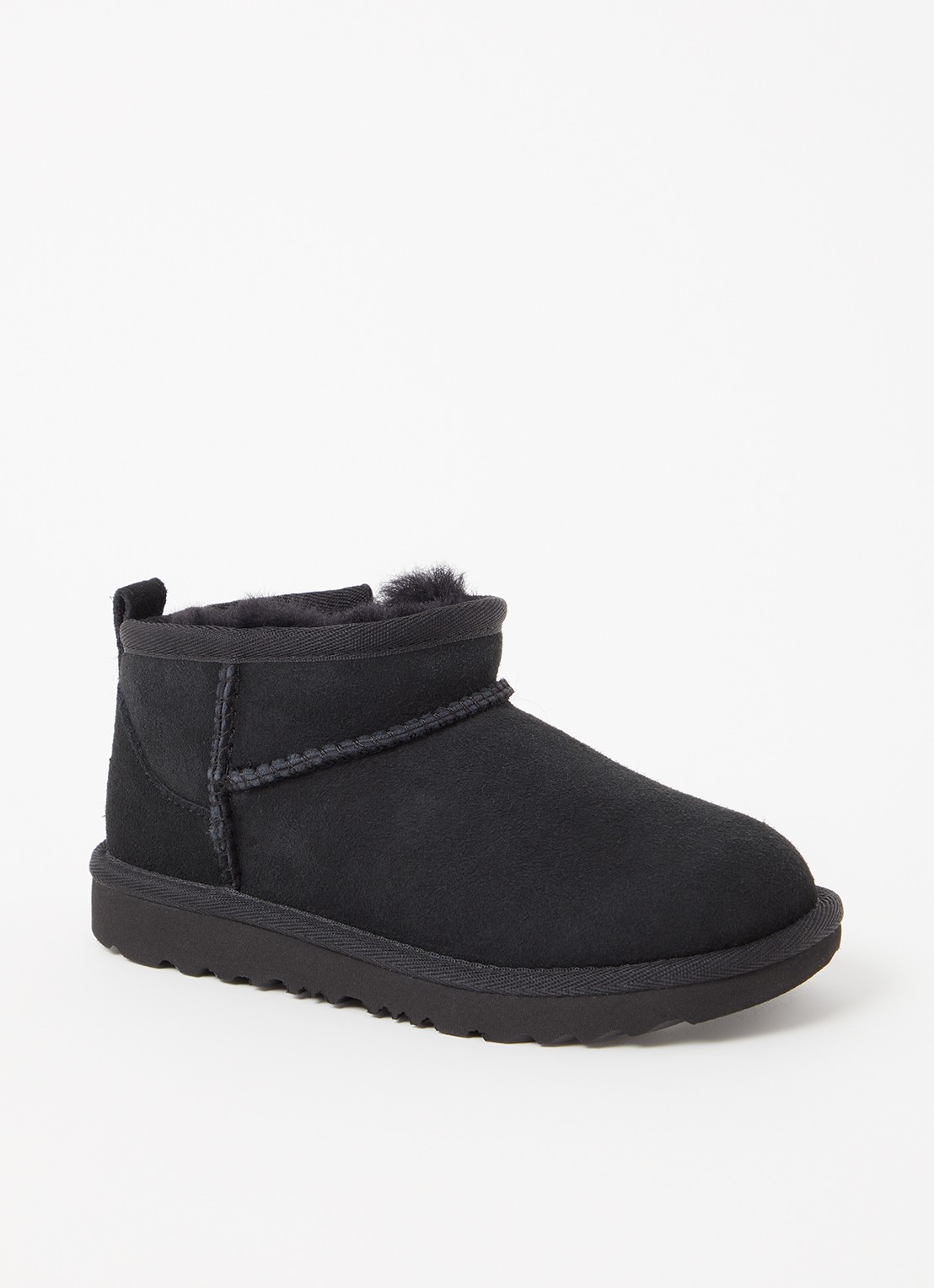 UGG Classic Ultra Mini enkellaarsje van suède - voorkant zwart
