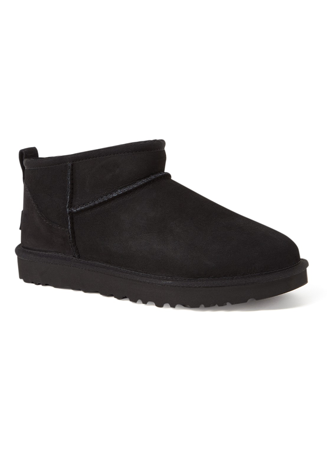 UGG Classic Ultra Mini enkellaarsje van suède - voorkant zwart