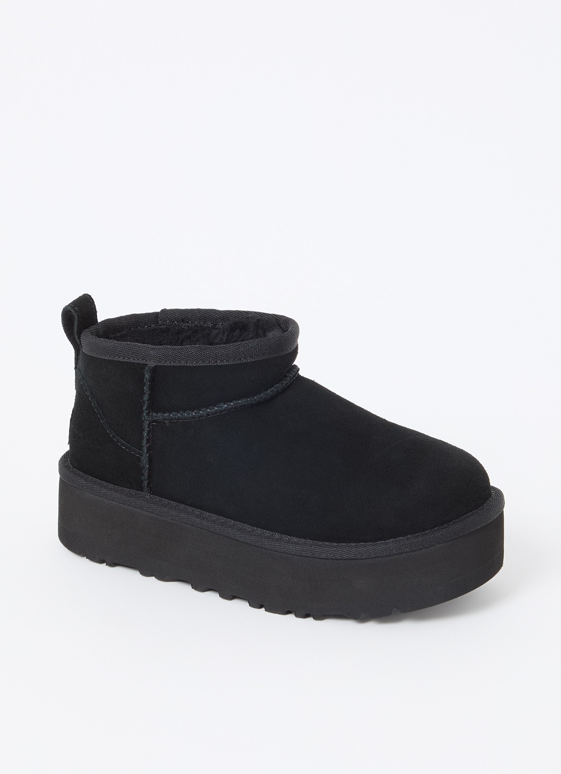 UGG Classic Ultra Mini Platform enkellaarsje van suède  - voorkant zwart