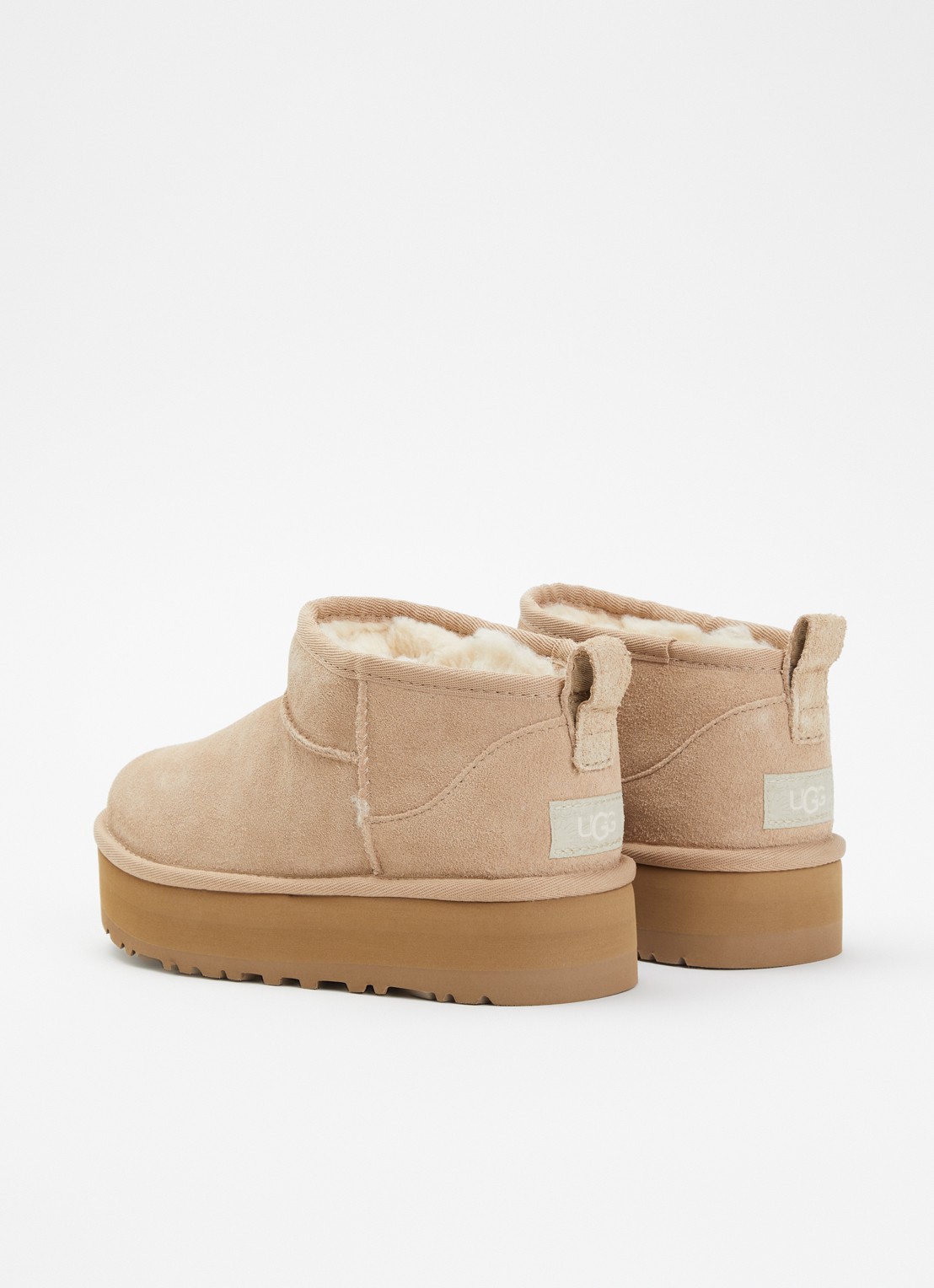 UGG Classic Ultra Mini Platform enkellaarsje van suède - achterkant khaki