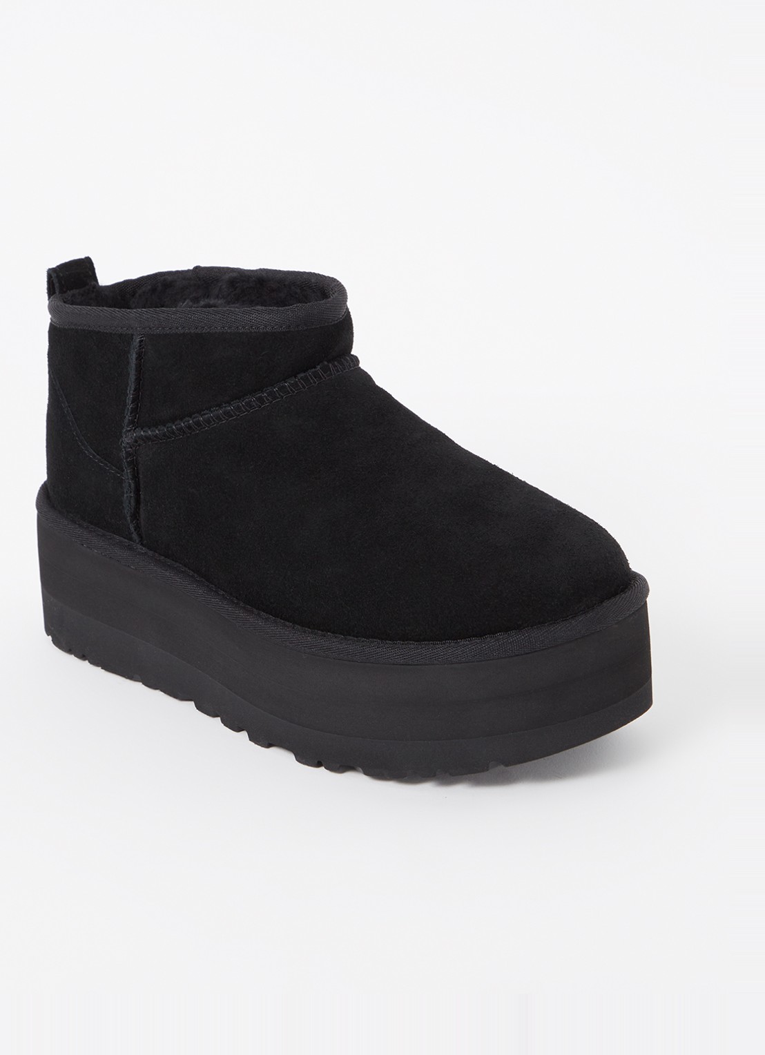 UGG Classic Ultra Mini Platform enkellaarsje van suède - voorkant 4 zwart