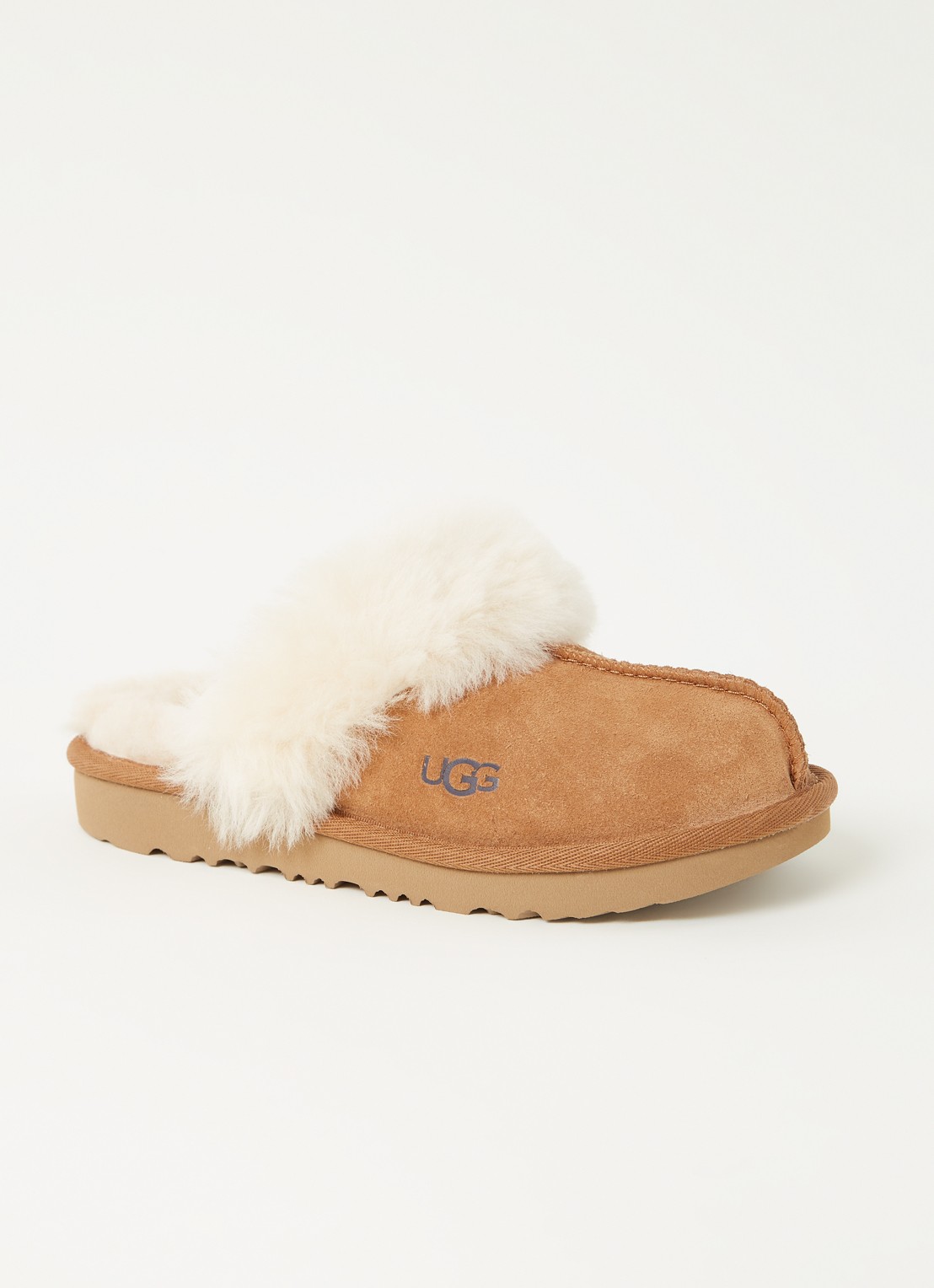 UGG Cozy II pantoffel van suède en wol - voorkant 4 kastanjebruin