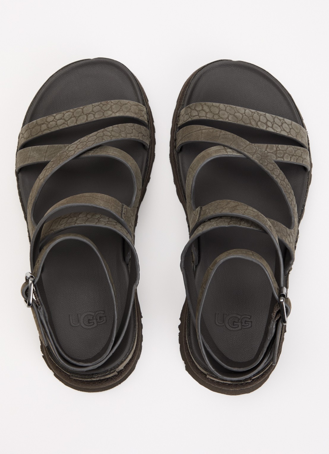 UGG GoldenGaze Embossed sandaal van leer met crocostructuur - detail 4 olijfgroen