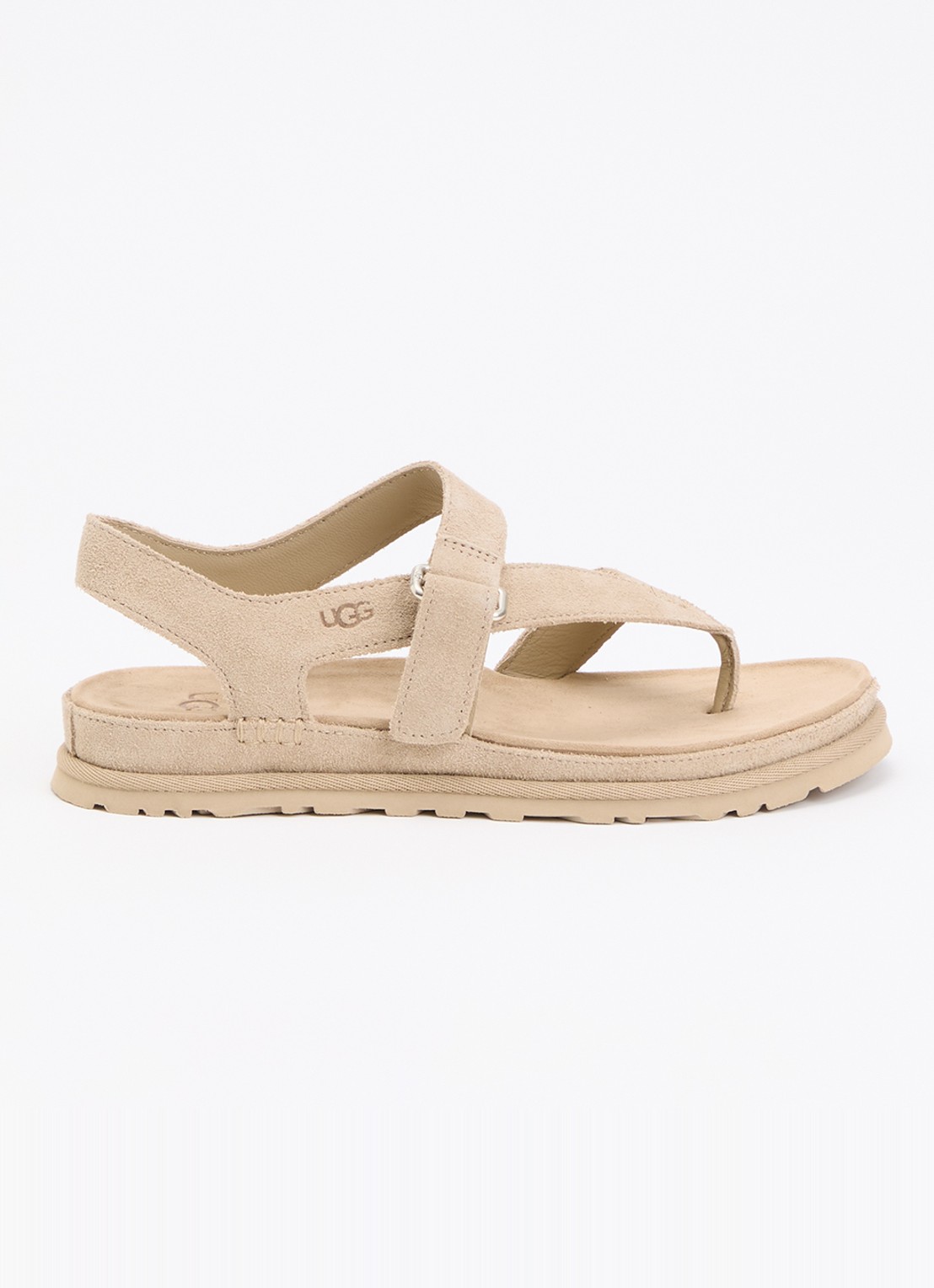 UGG GoldenGaze Toe Post sandaal van suède - voorkant 2 zand