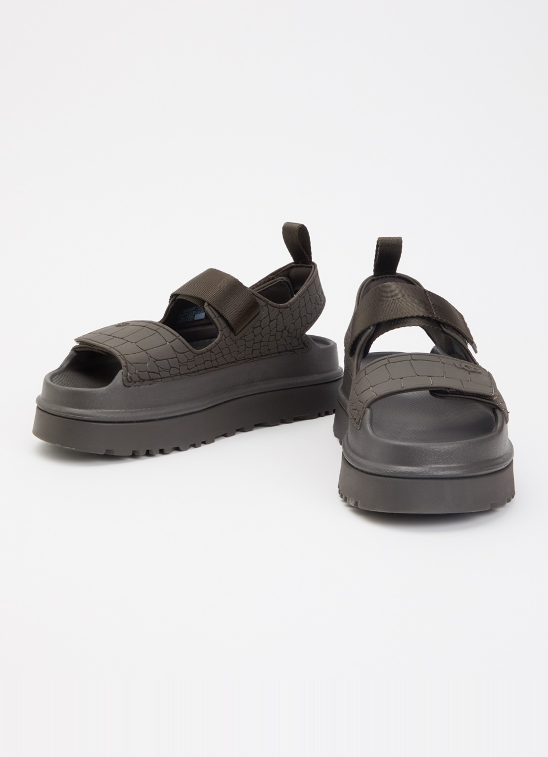 UGG GoldenGlow Embossed sandaal met plateauzool en crocostructuur - detail 3 bronsgroen