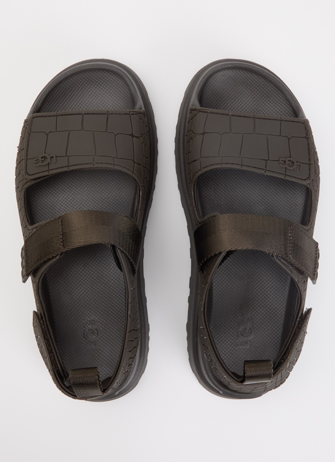 UGG GoldenGlow Embossed sandaal met plateauzool en crocostructuur - detail 4 bronsgroen