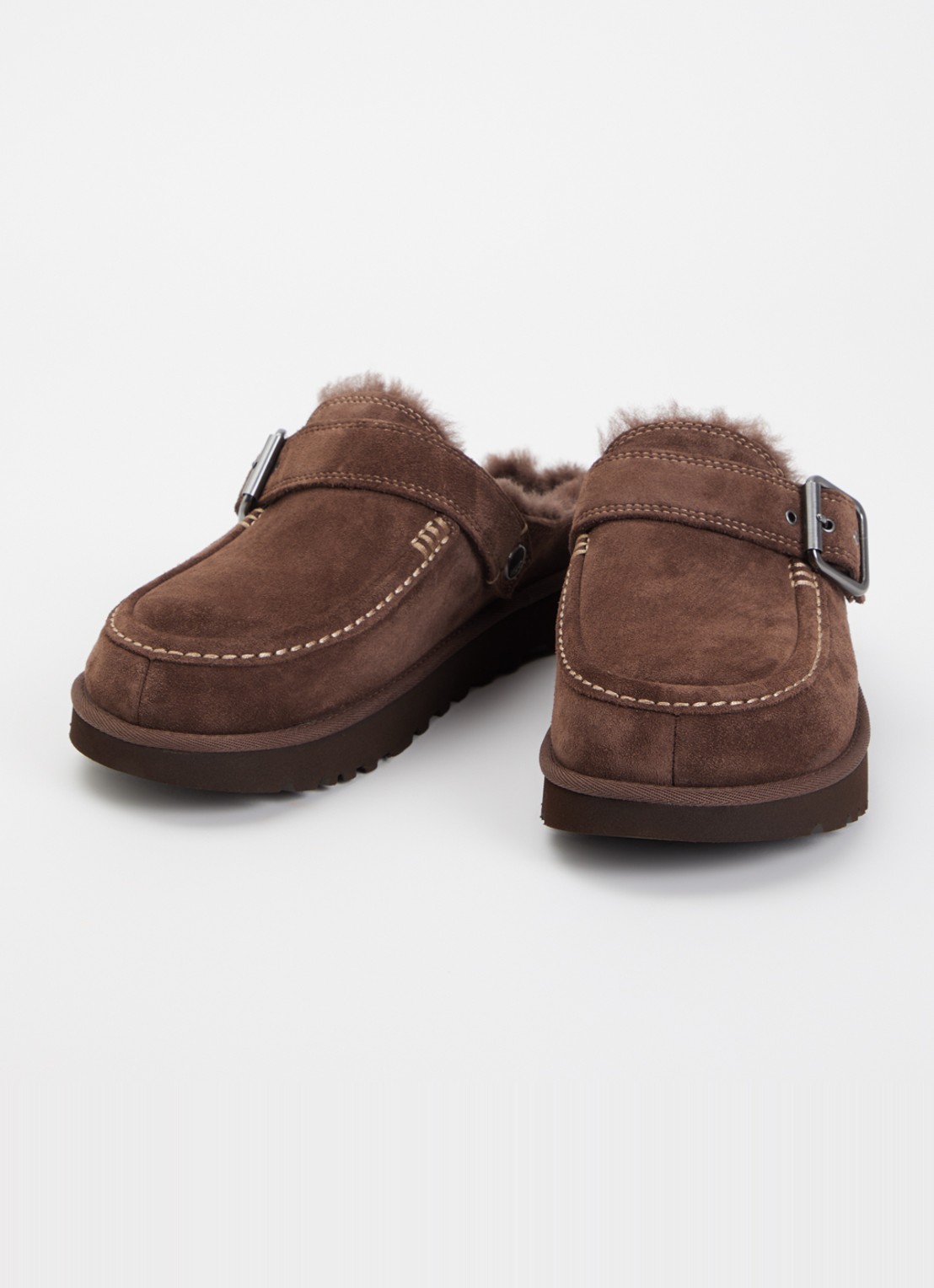 UGG Goldenstar Evelina muiltje van suède met schapenvacht - detail 2 bruin