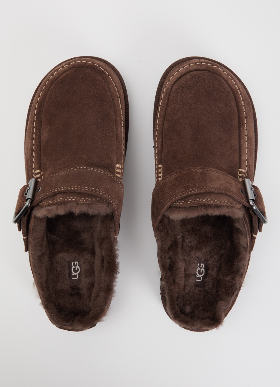 UGG Goldenstar Evelina muiltje van suède met schapenvacht - detail 3 bruin
