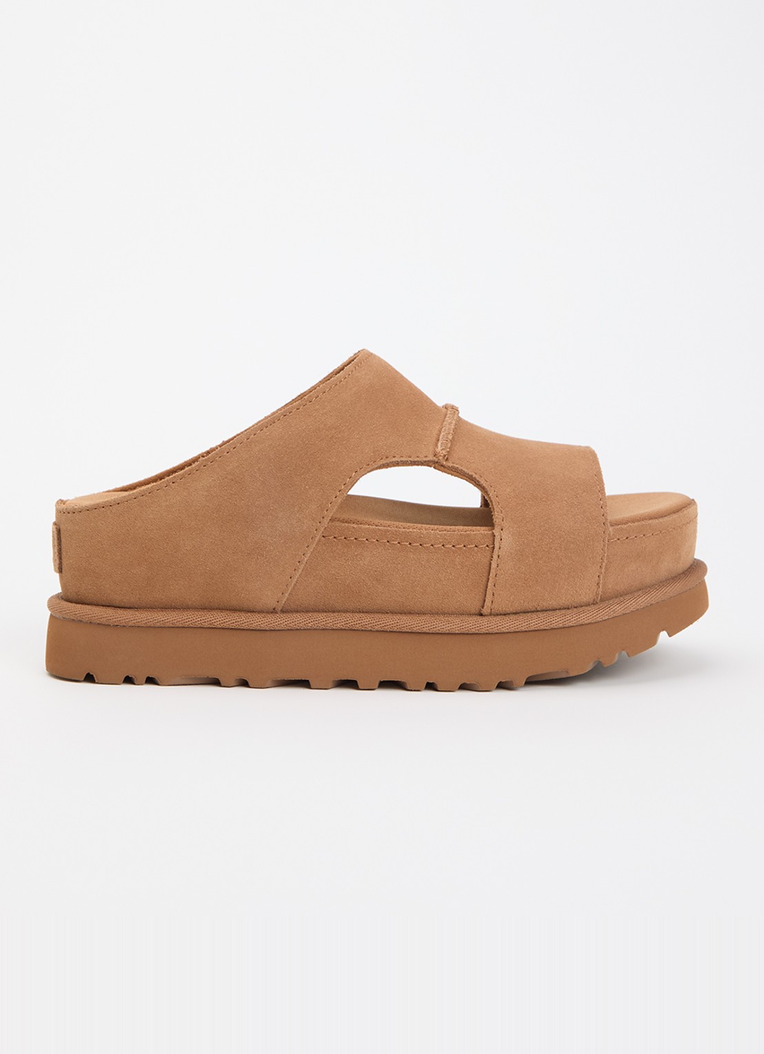 UGG Goldenstar sandaal van suède met plateauzool - voorkant 2 camel