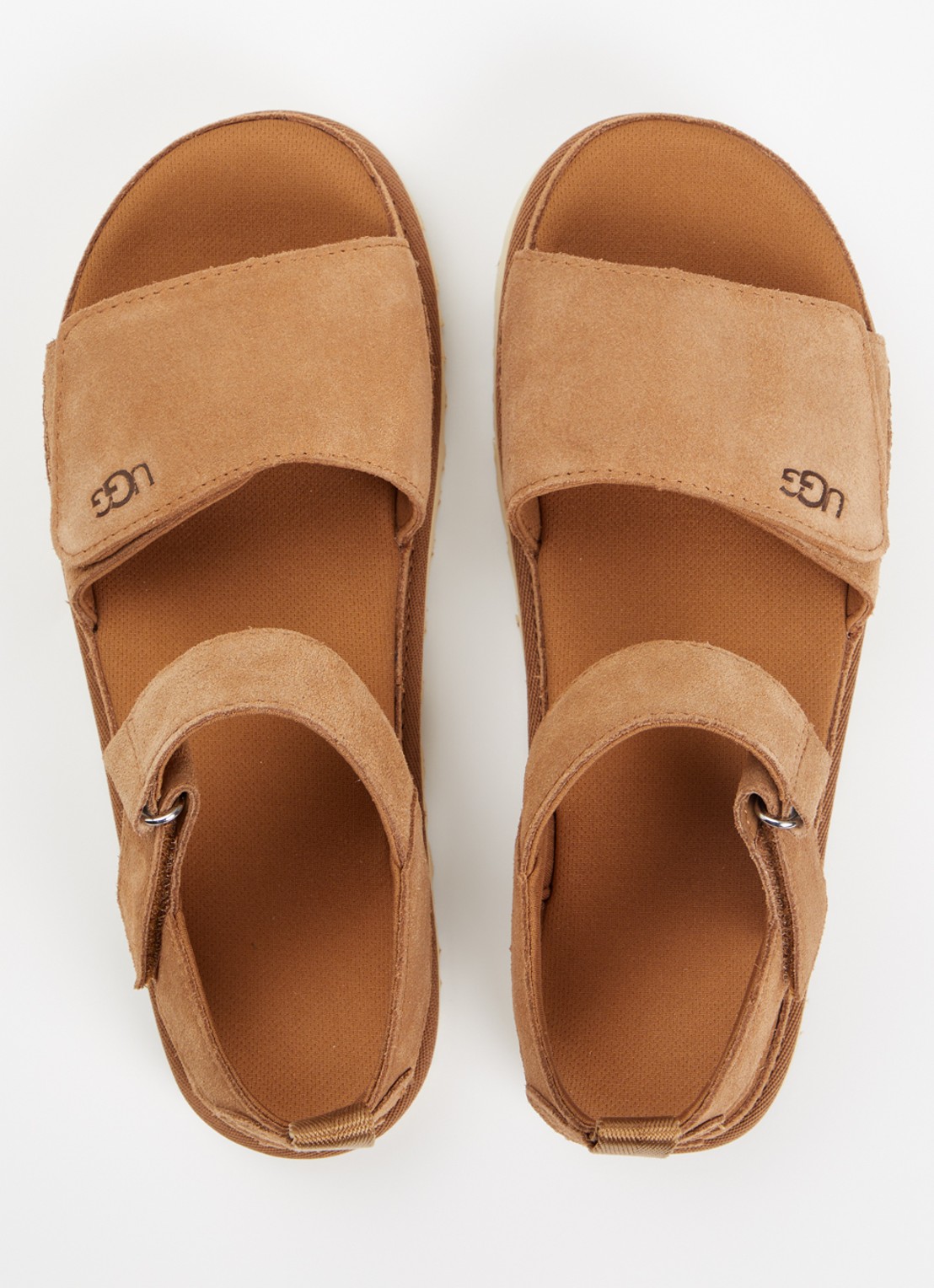 UGG Goldenstar sandaal van suède - detail 3 kastanjebruin