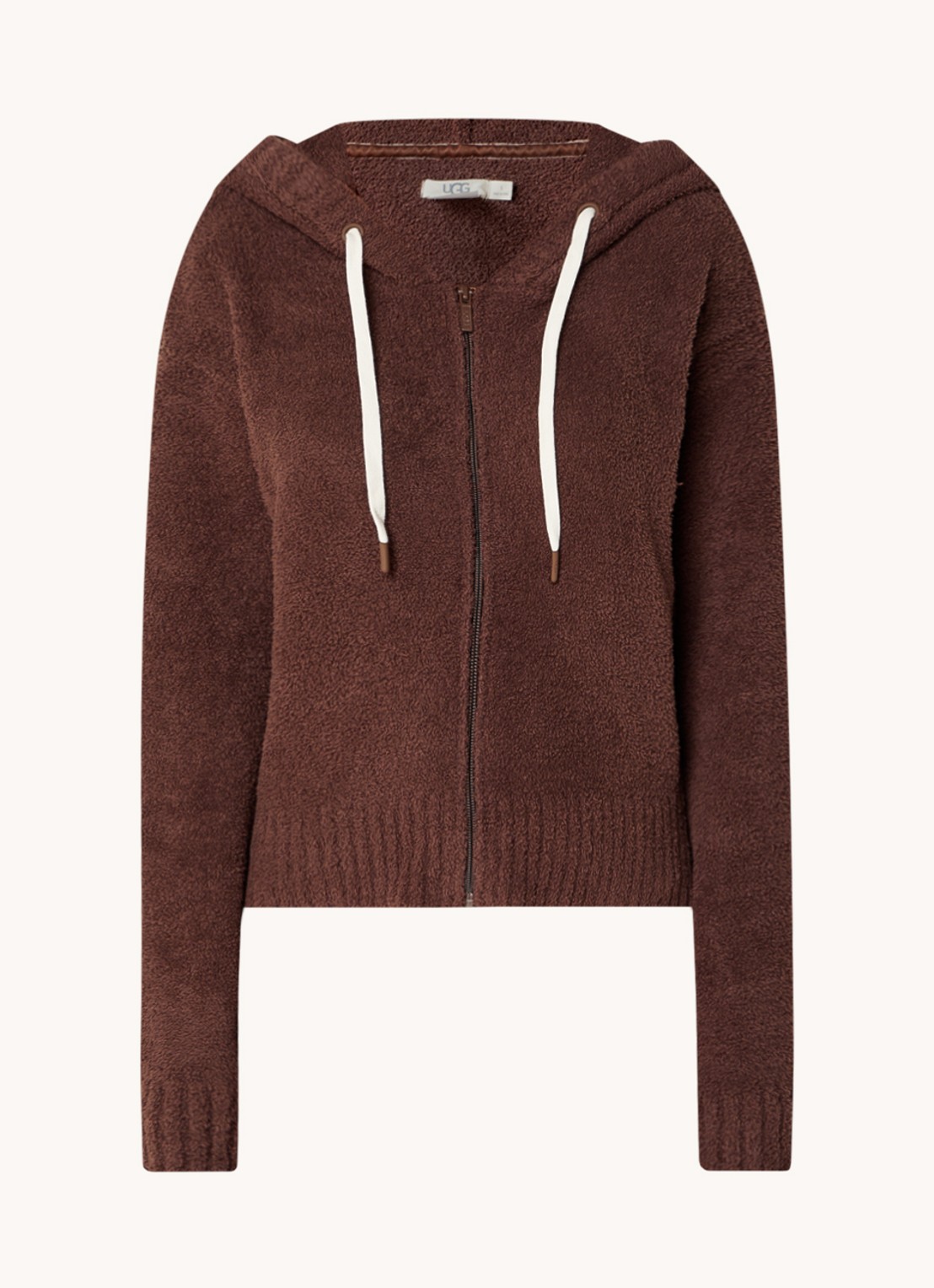 UGG Hana fijngebreid vest van teddy - voorkant 5 donkerbruin