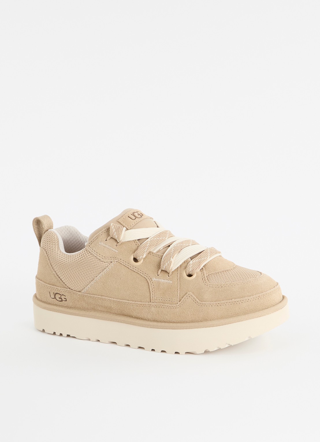 UGG Lo Lowmel sneaker van suède met mesh details - voorkant 2 camel