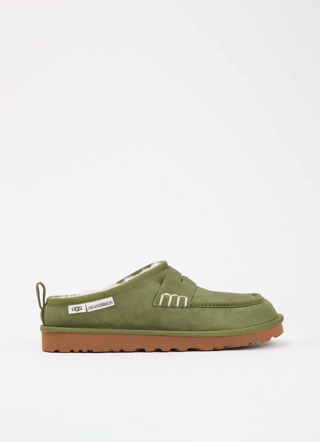 UGG Loafer instapper van lamssuède - voorkant mosgroen
