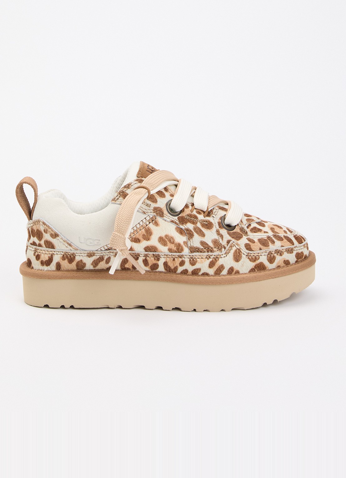 UGG Lowmel sneaker met panterprint - voorkant beige
