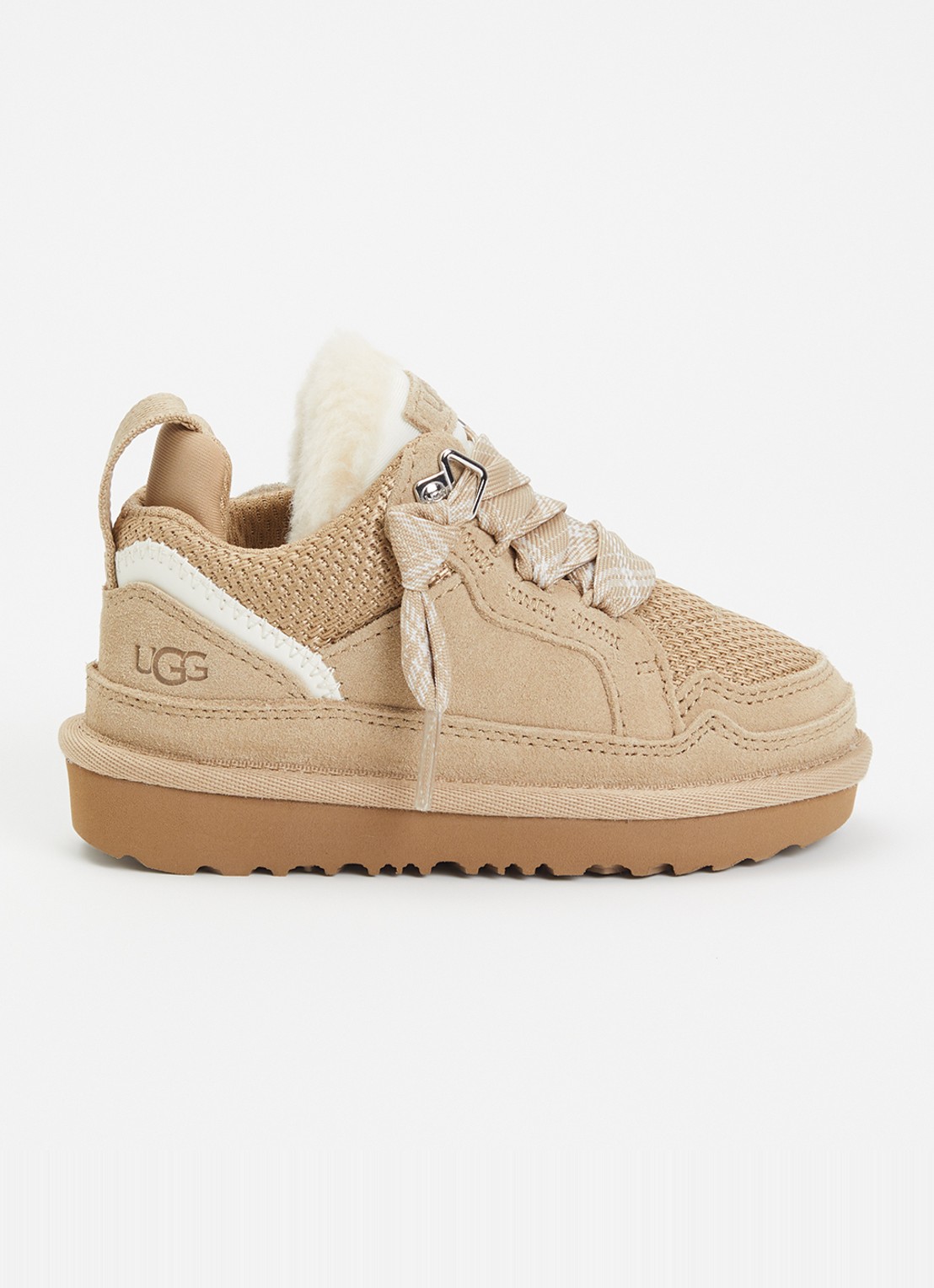 UGG Lowmel sneaker met suède details - voorkant donkerbeige